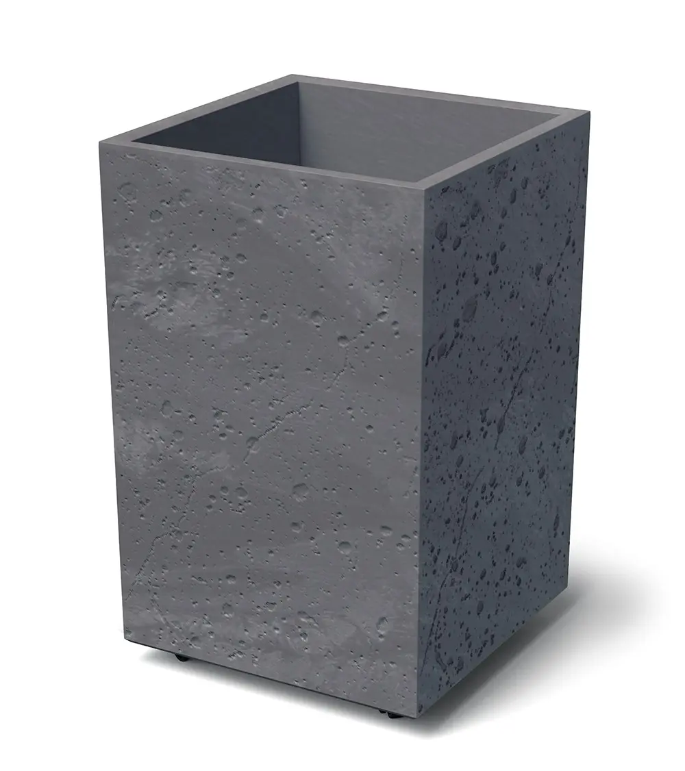 Prosperplast Plastový květináč SIERRAS SQUARE HIGH BETON EFFECT 38,5 cm marengo