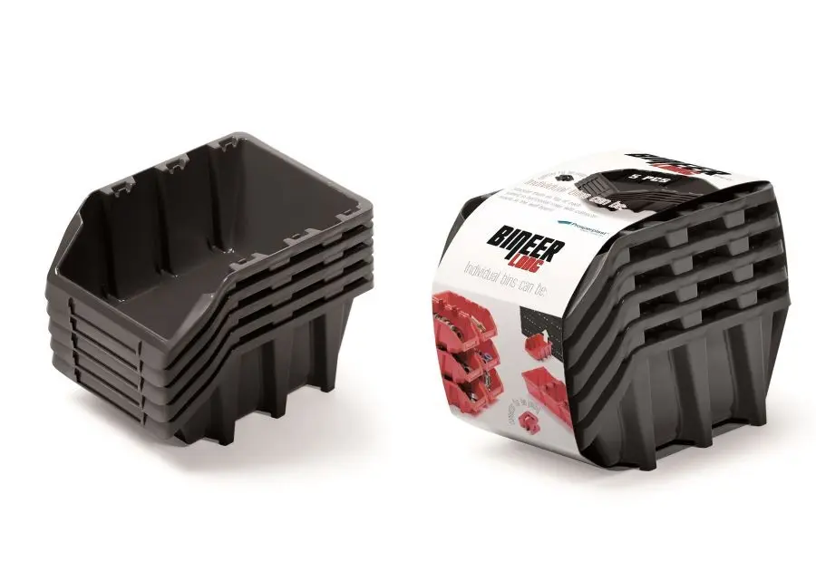 Prosperplast Sada úložných boxů 5 ks BENER 19,8 x 11,8 x 15,5 cm černá
