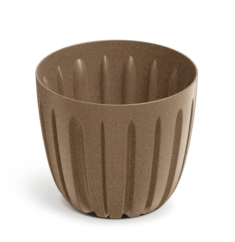 Prosperplast Plastový květináč WARIOS ECO WOOD hnědý matný, varianta 13,8 cm