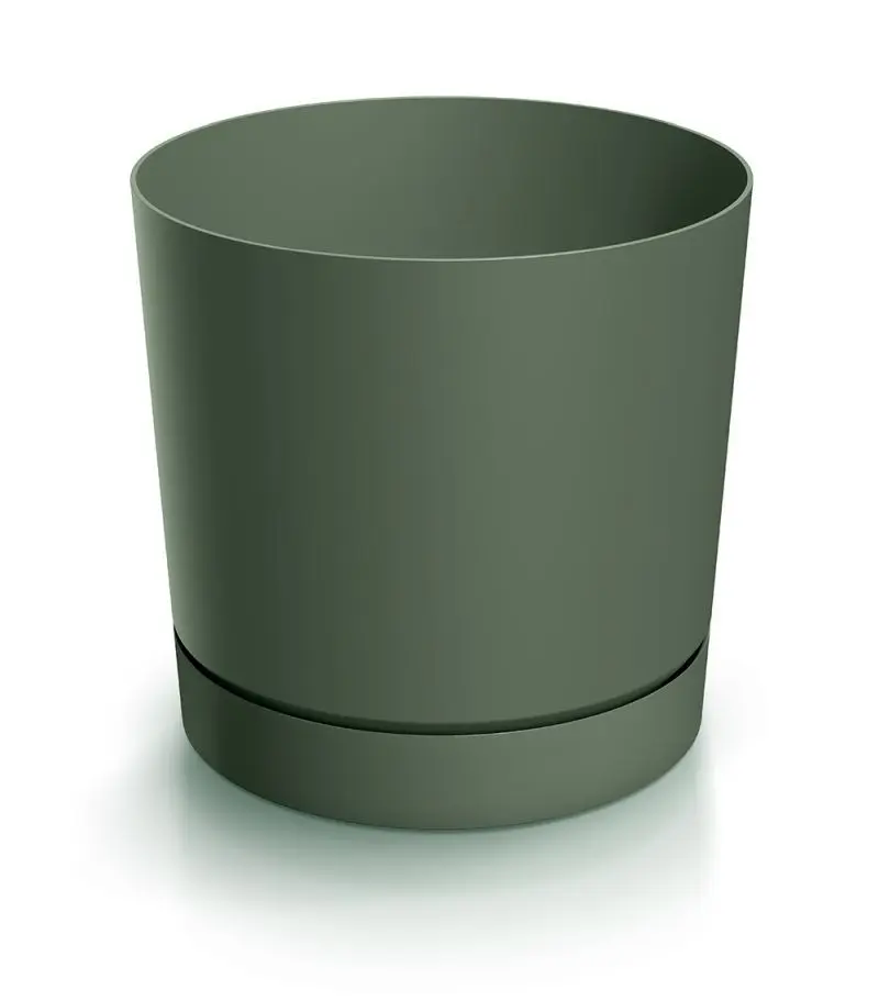 Prosperplast Plastový květináč TUBOS P s miskou tmavě zelený matný, varianta 19,9 cm