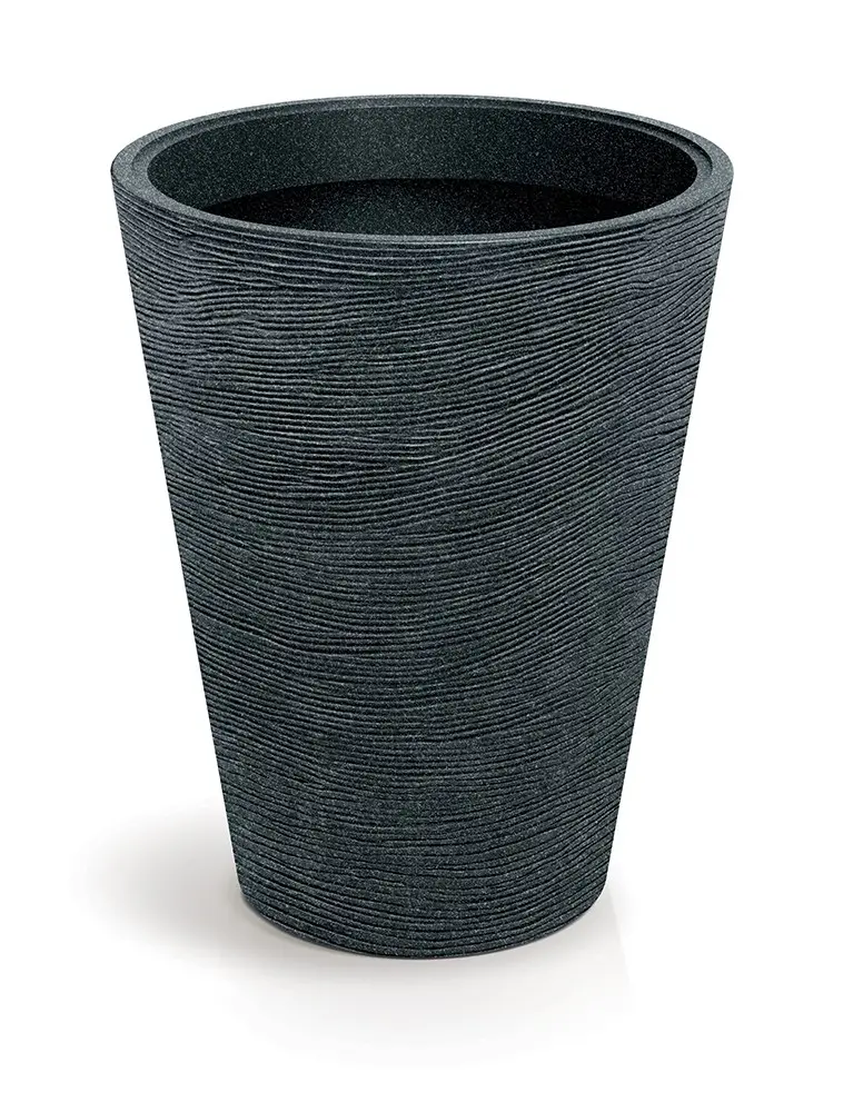 Prosperplast Plastový květináč TUBRAN ROUND MIDL 48 cm černý granit