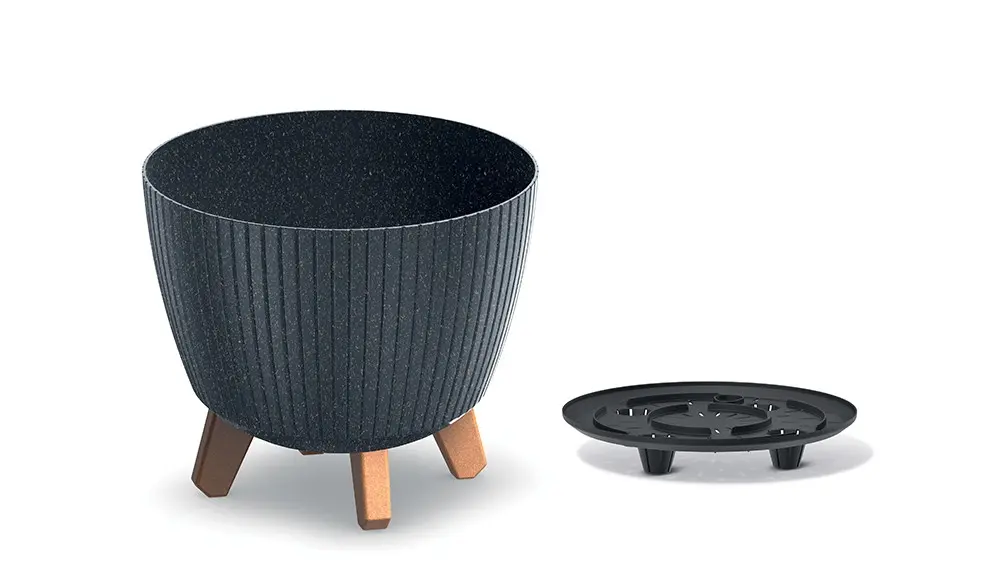 Prosperplast Květináč LAMIAL ECO WOOD antracitový, varianta 28,8 cm