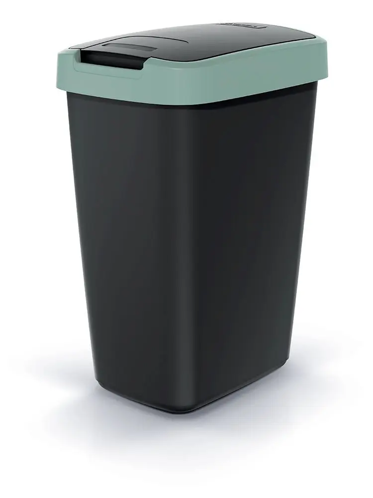 Prosperplast Odpadkový koš COMPACTO FLAS s víkem černý/světle zelený, varianta 45 l