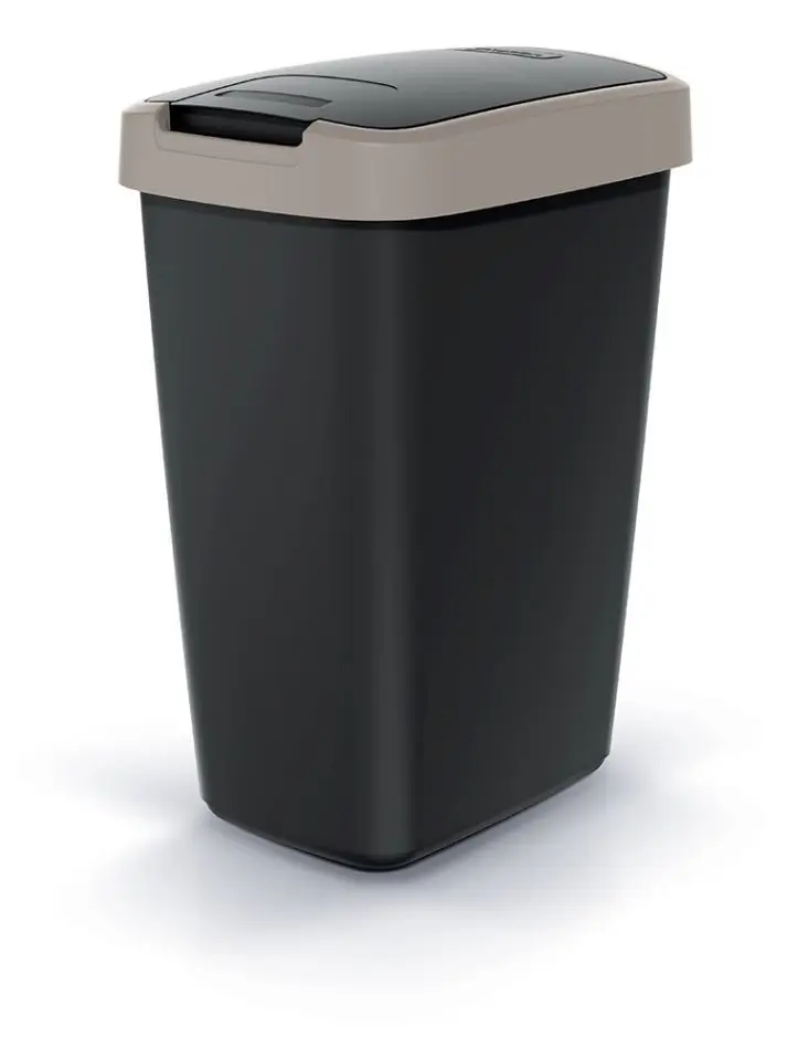Prosperplast Odpadkový koš COMPACTO FLAS s víkem černý/světle hnědý, varianta 45 l
