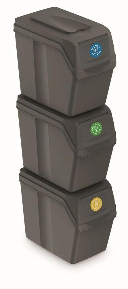 Prosperplast Sada košů na třídění odpadu HADAR II 3x20L šedý kámen