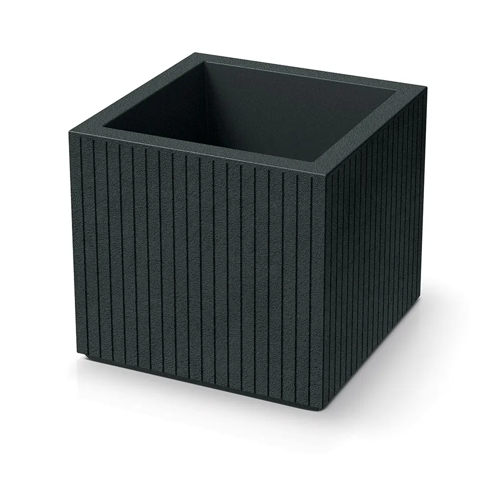 Prosperplast Plastový květináč COROS SQUARE tmavě šedý, varianta 48 cm