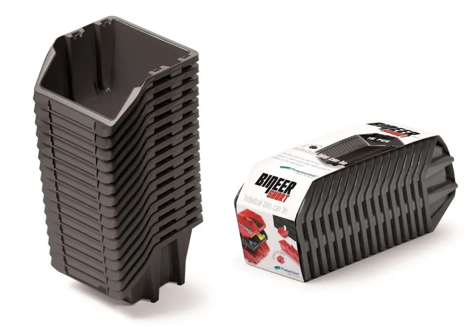 Prosperplast Sada úložných boxů 16 ks BENER 23,4 x 7,7 x 9,2 cm černá