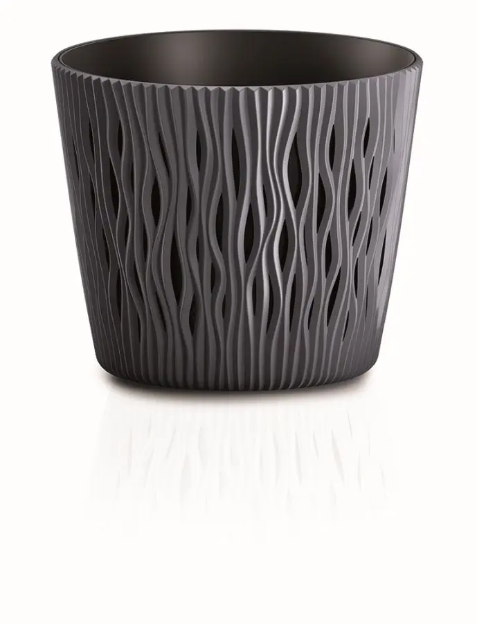 Prosperplast Květináč s vkladem Sandy Round antracit, varianta 18,9 cm
