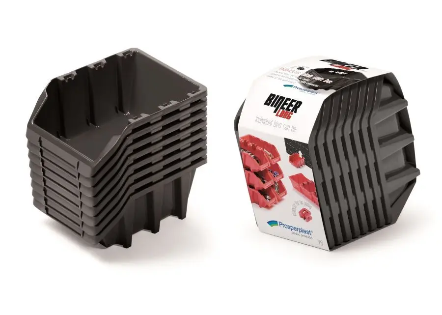 Prosperplast Sada úložných boxů 8 ks BENER 16 x 9,8 x 16 cm černá