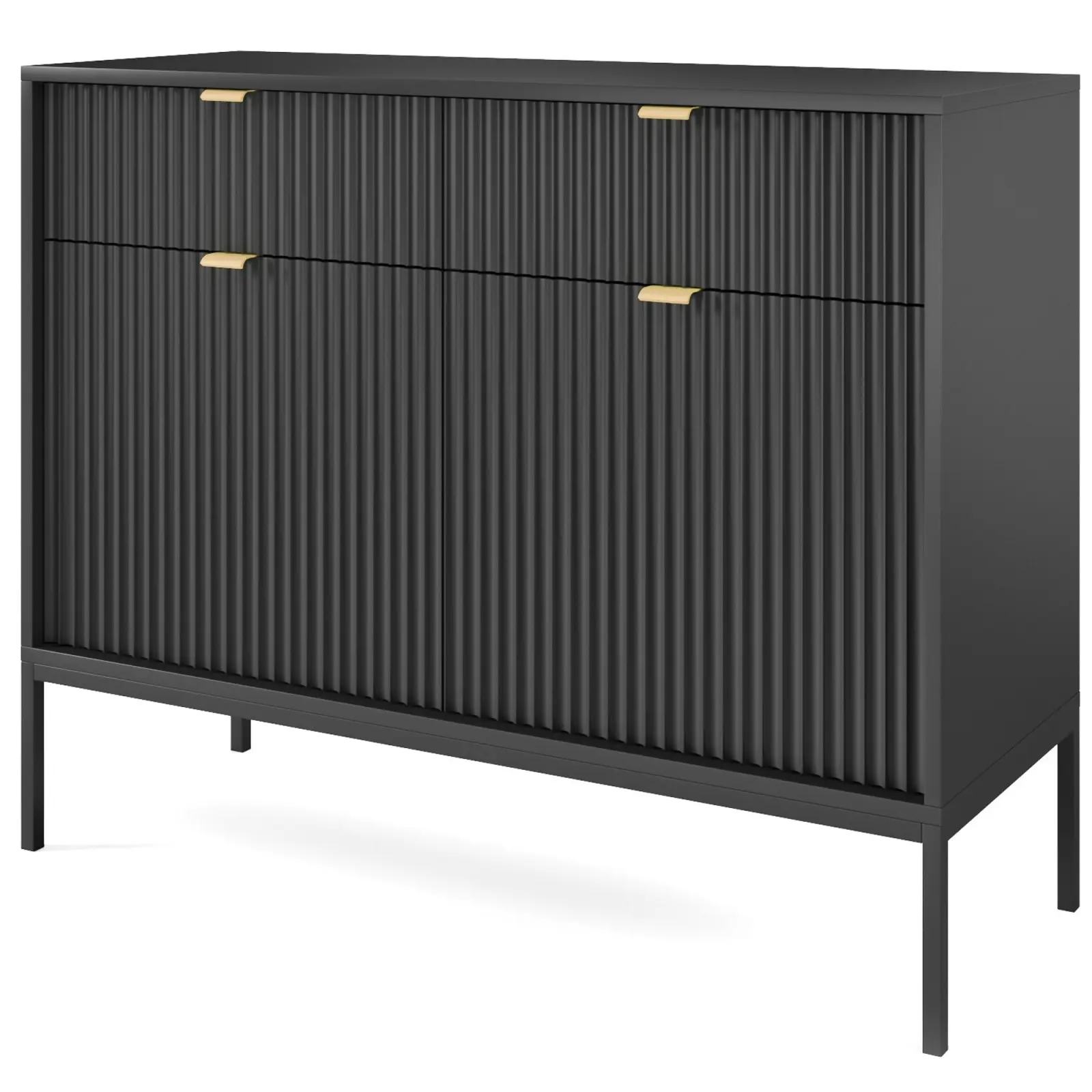 Piaski Komoda Nova 104 cm se zásuvkami černá/černý rám