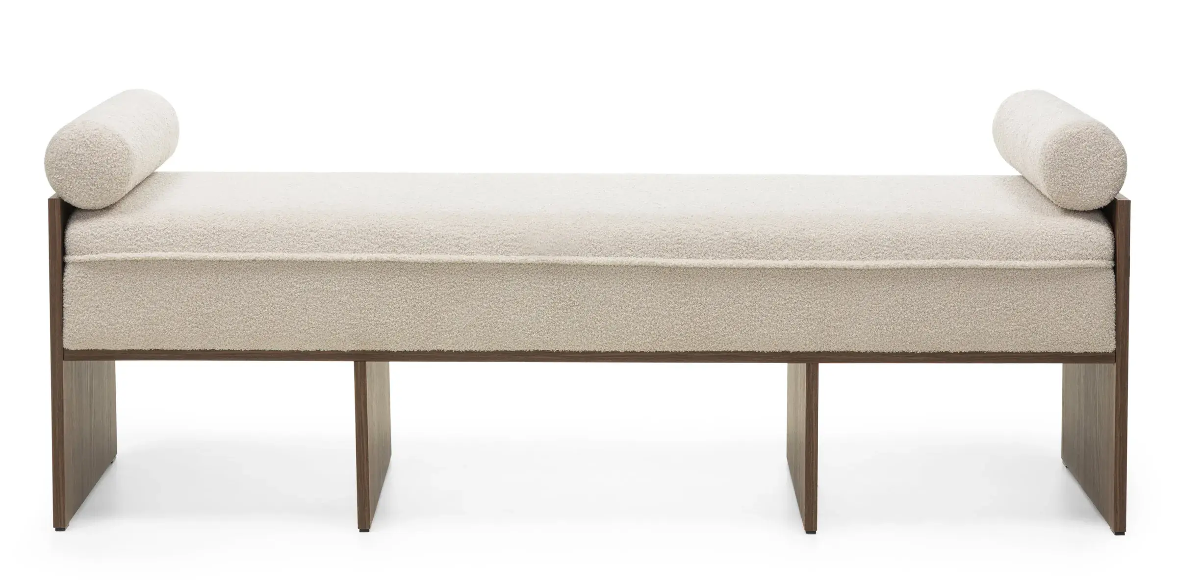 Hector Čalouněná lavice Loppo 150 cm bouclé béžová/ořech Wisconsin
