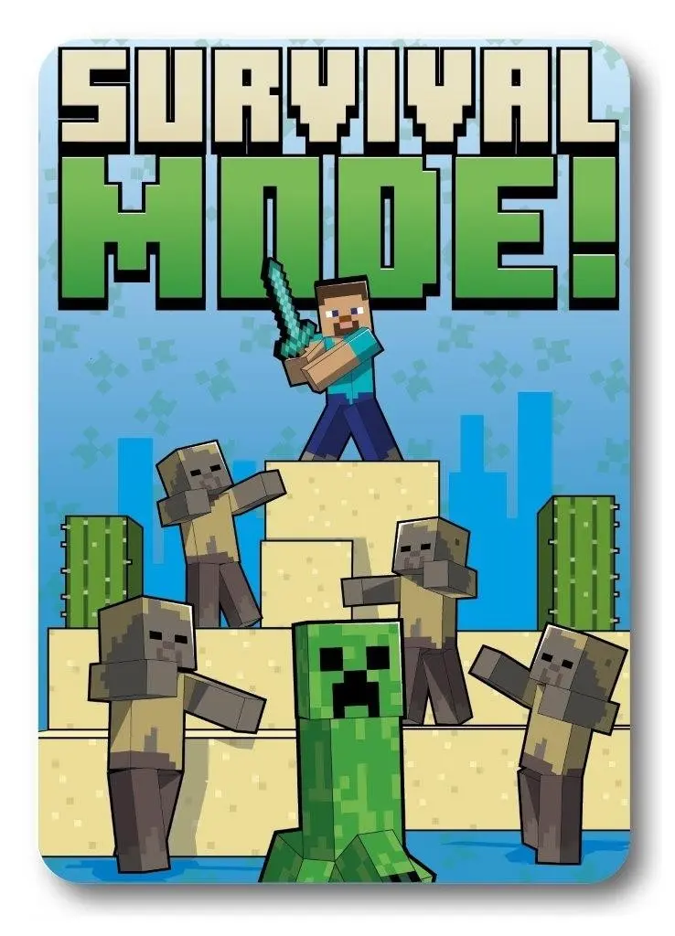 Faro Dětská fleecová deka Polar Minecraft 100x140 cm modro-zelená