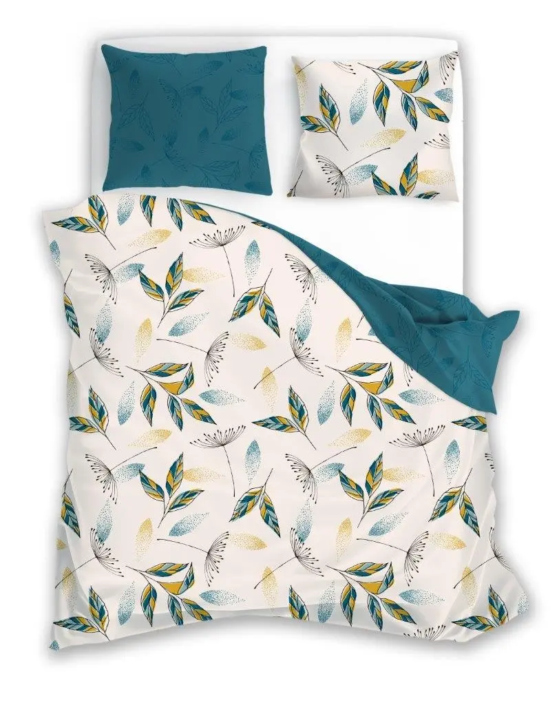 Faro Flanelové povlečení Pure Flannel 006 140x200 cm + 70x90 cm krémové/tyrkysové