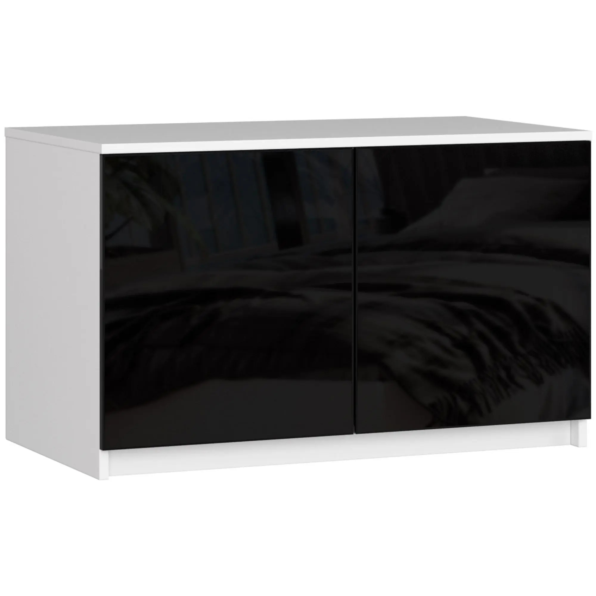 Ak furniture Nástavec na skříň Star 90 cm bílý/černý lesk