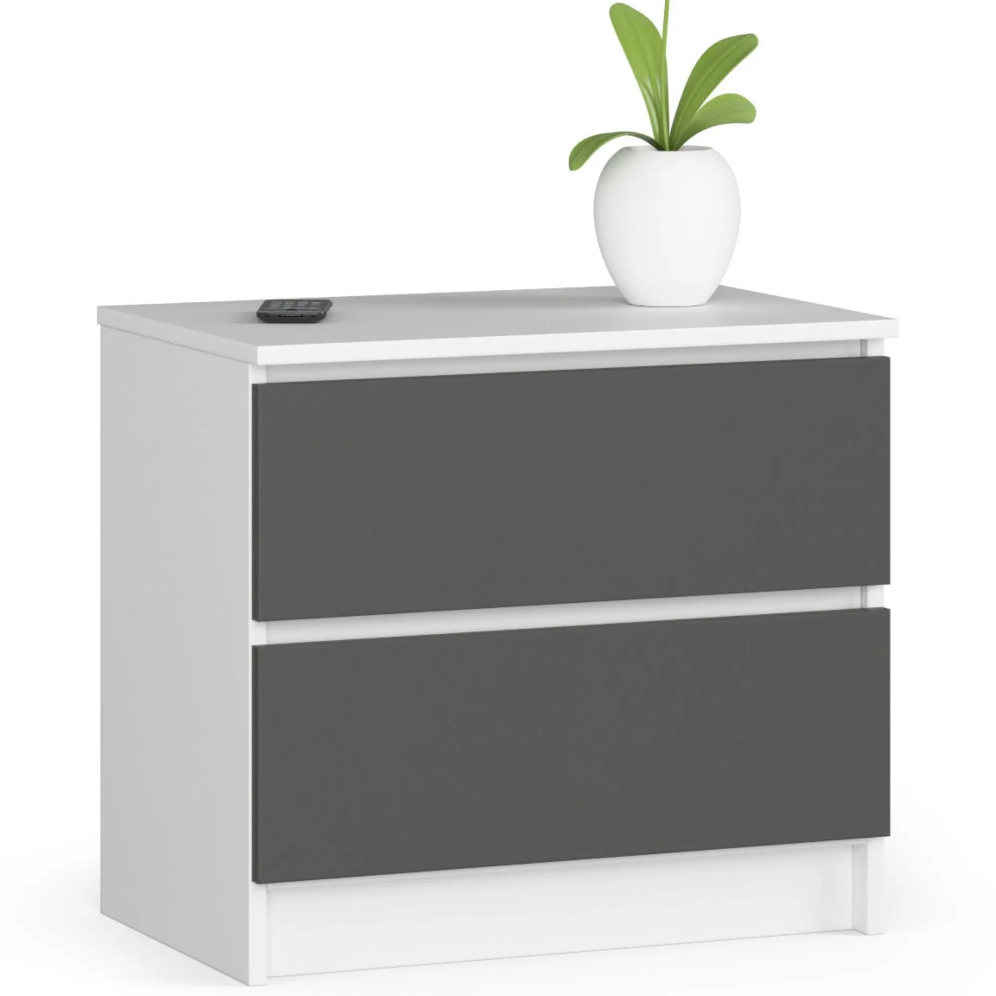 Ak furniture Komoda Kuba 60 cm - 2 šuplíky bílá/grafitová