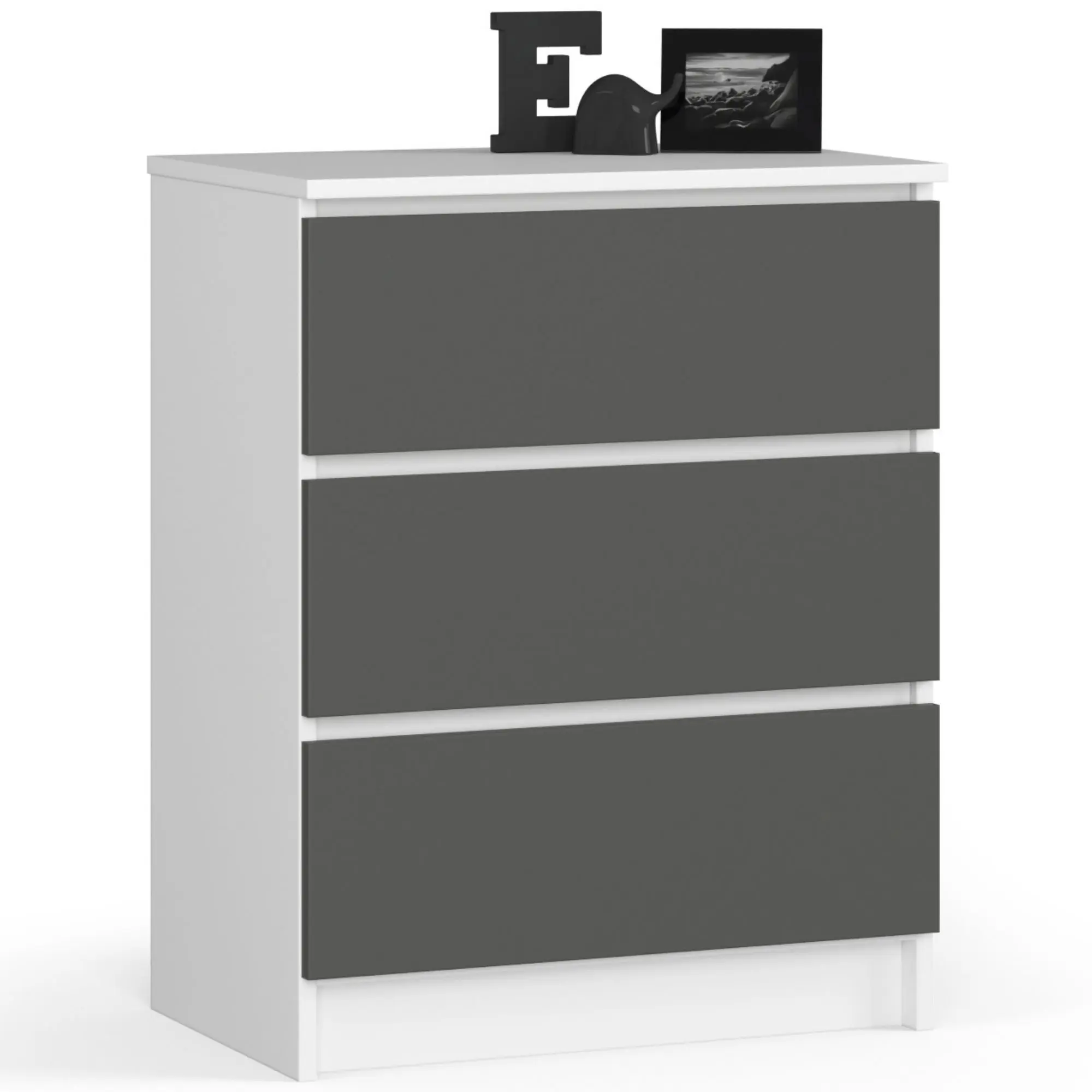 Ak furniture Komoda Kuba 60 cm - 3 šuplíky bílá/grafitová