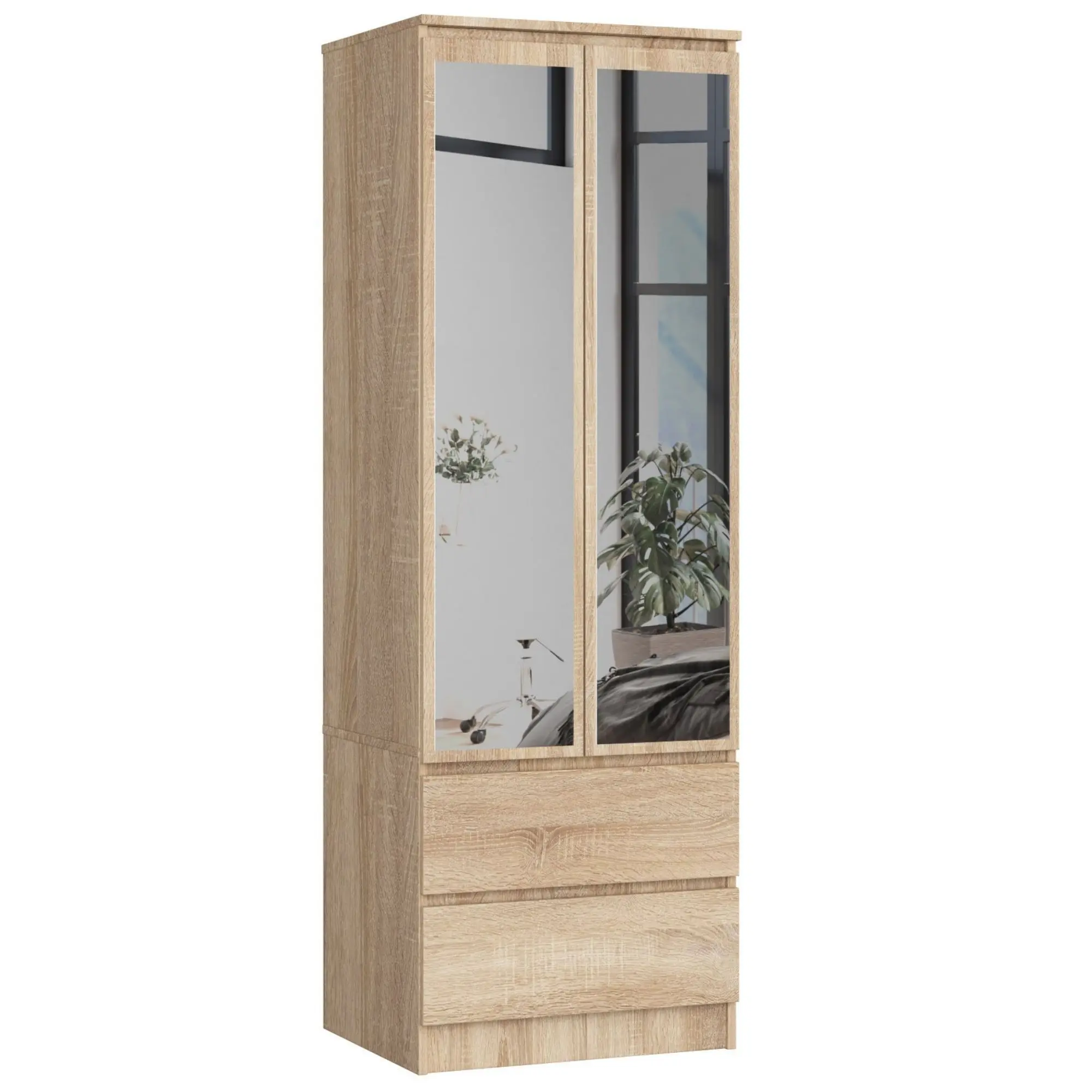 Ak furniture Šatní skříň Star se zrcadlem 60 cm dub sonoma