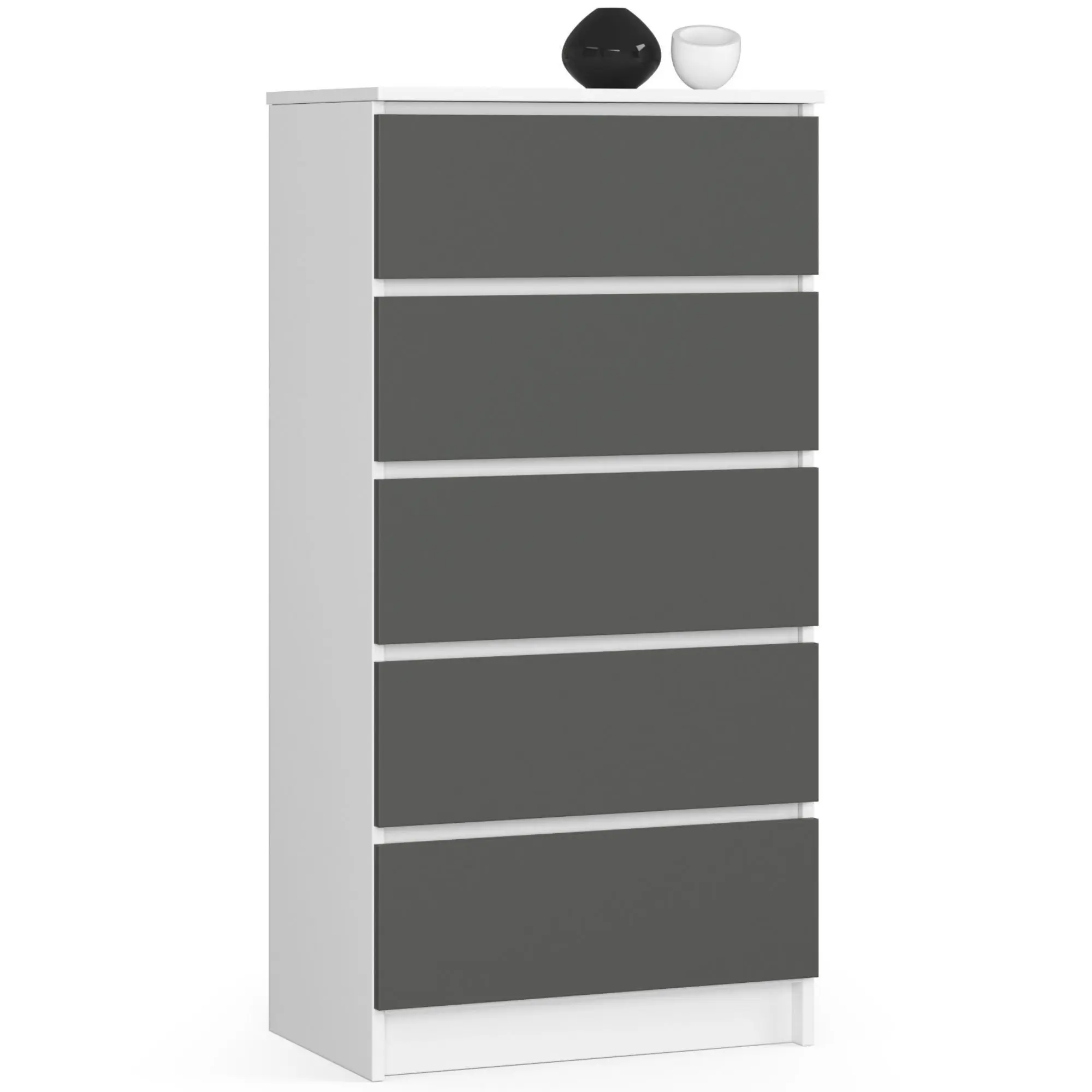 Ak furniture Komoda Kuba 60 cm - 5 šuplíků bílá/grafitová