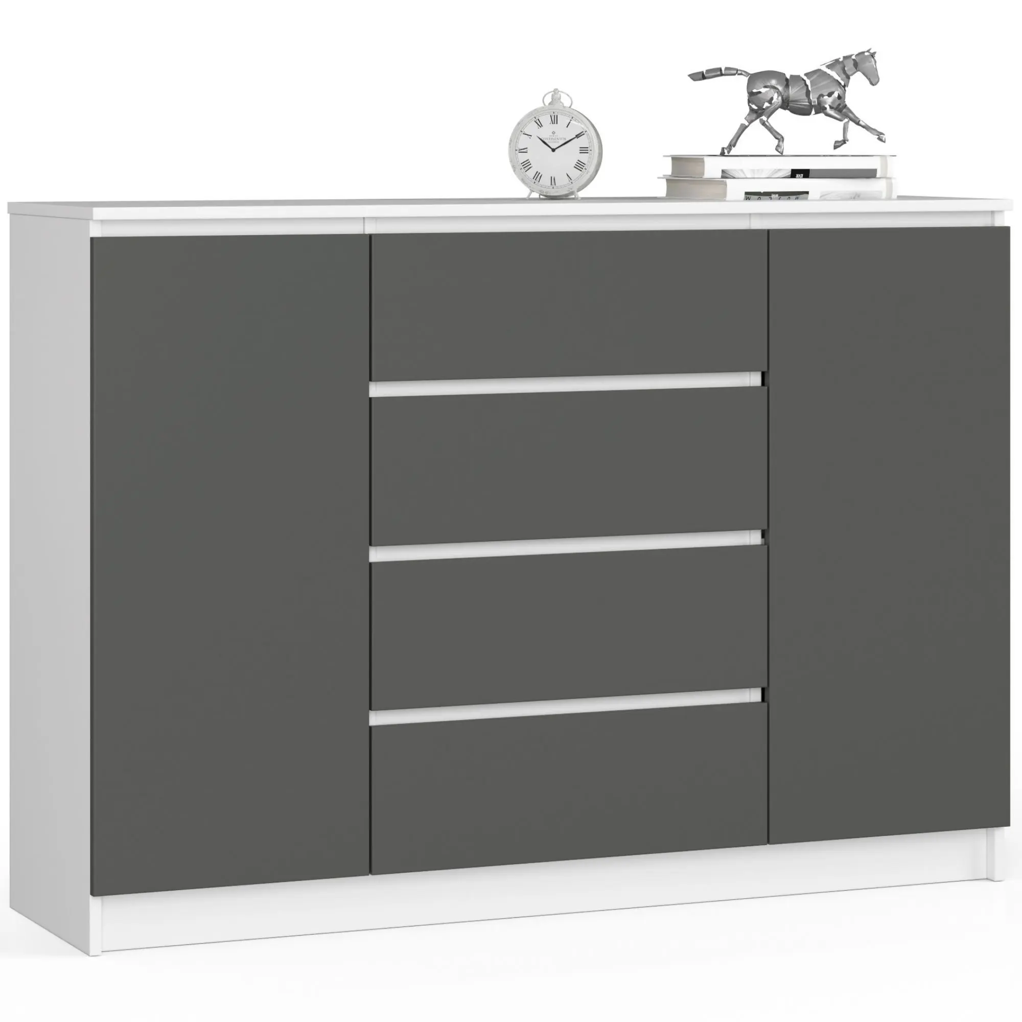 Ak furniture Komoda TOVE K 140 cm bílá/grafit