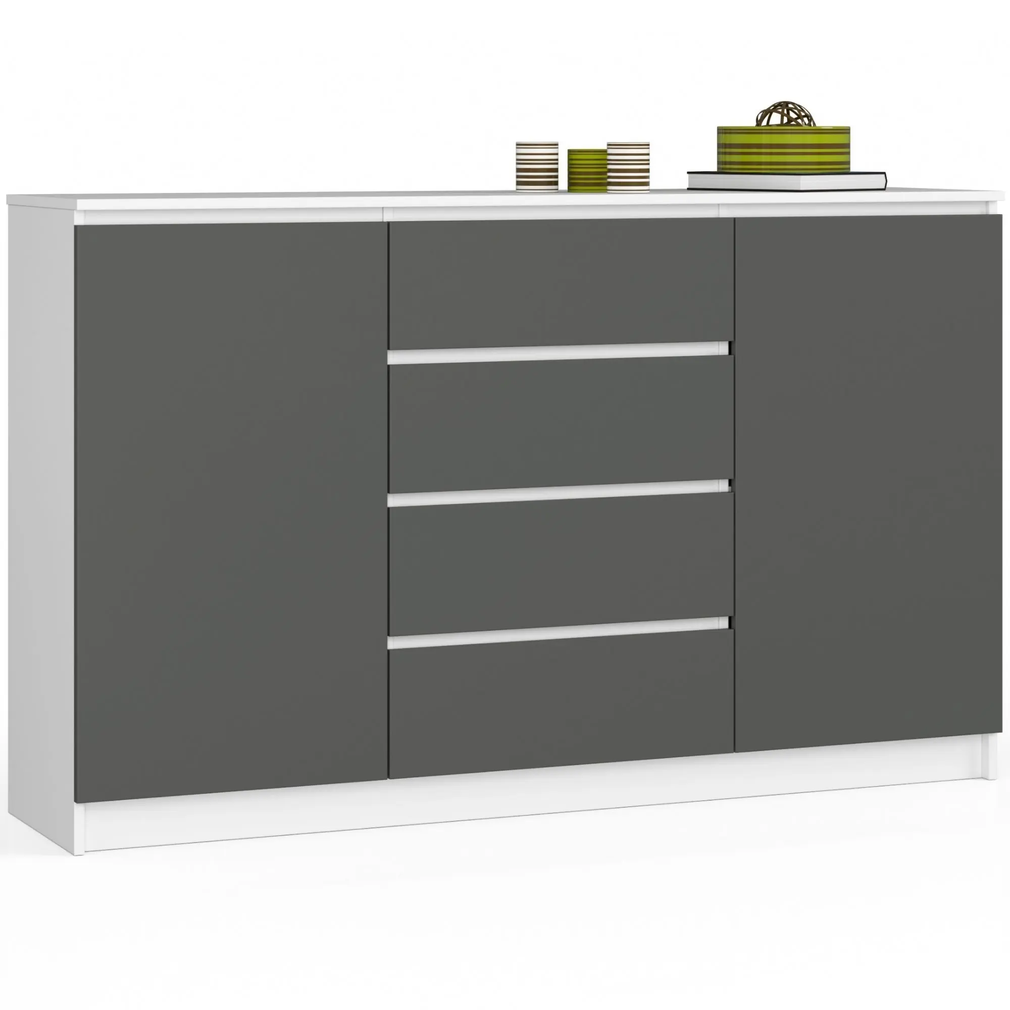 Ak furniture Komoda TOVE K 160 cm bílá/grafit