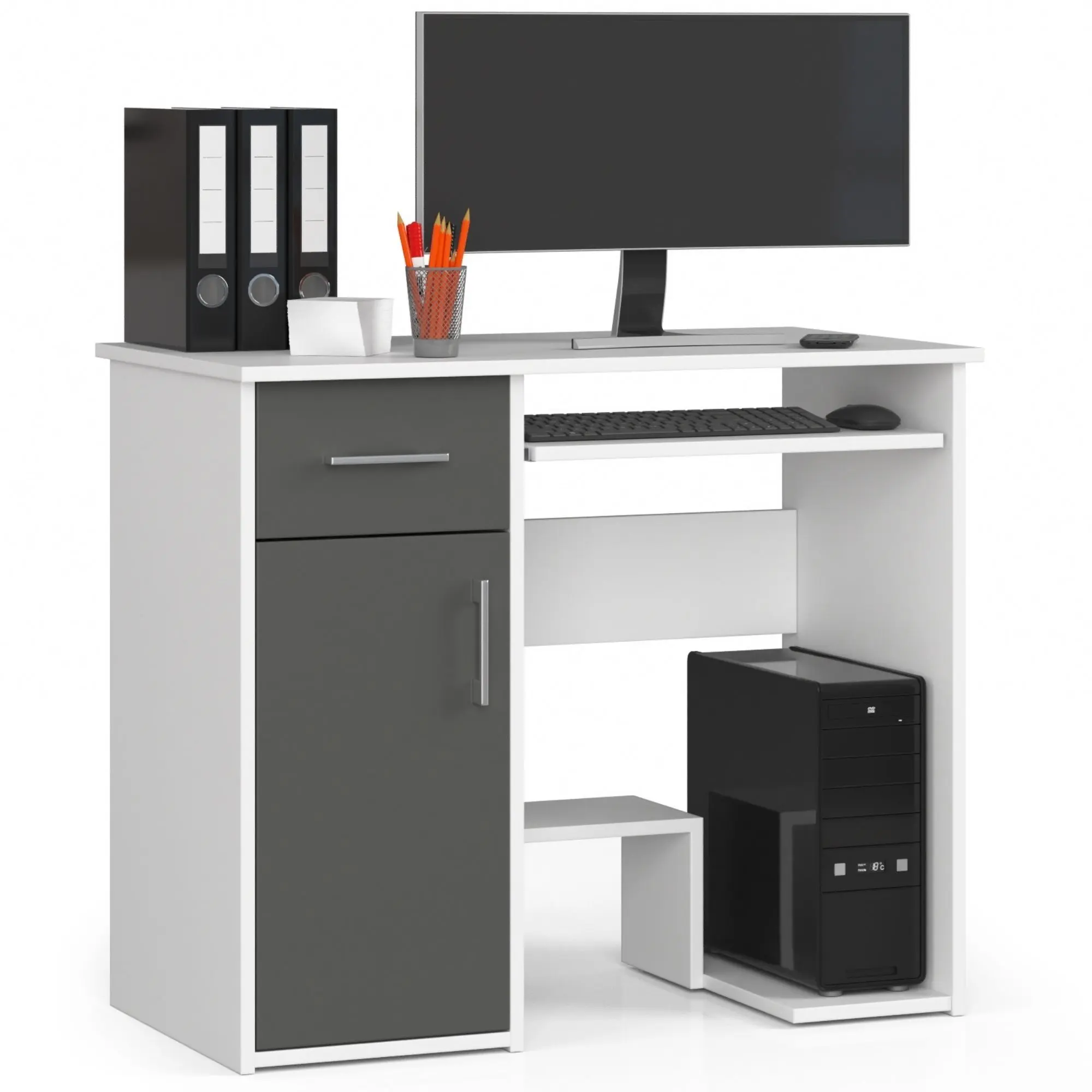 Ak furniture Volně stojící psací stůl JAY 90 cm bílý/šedý