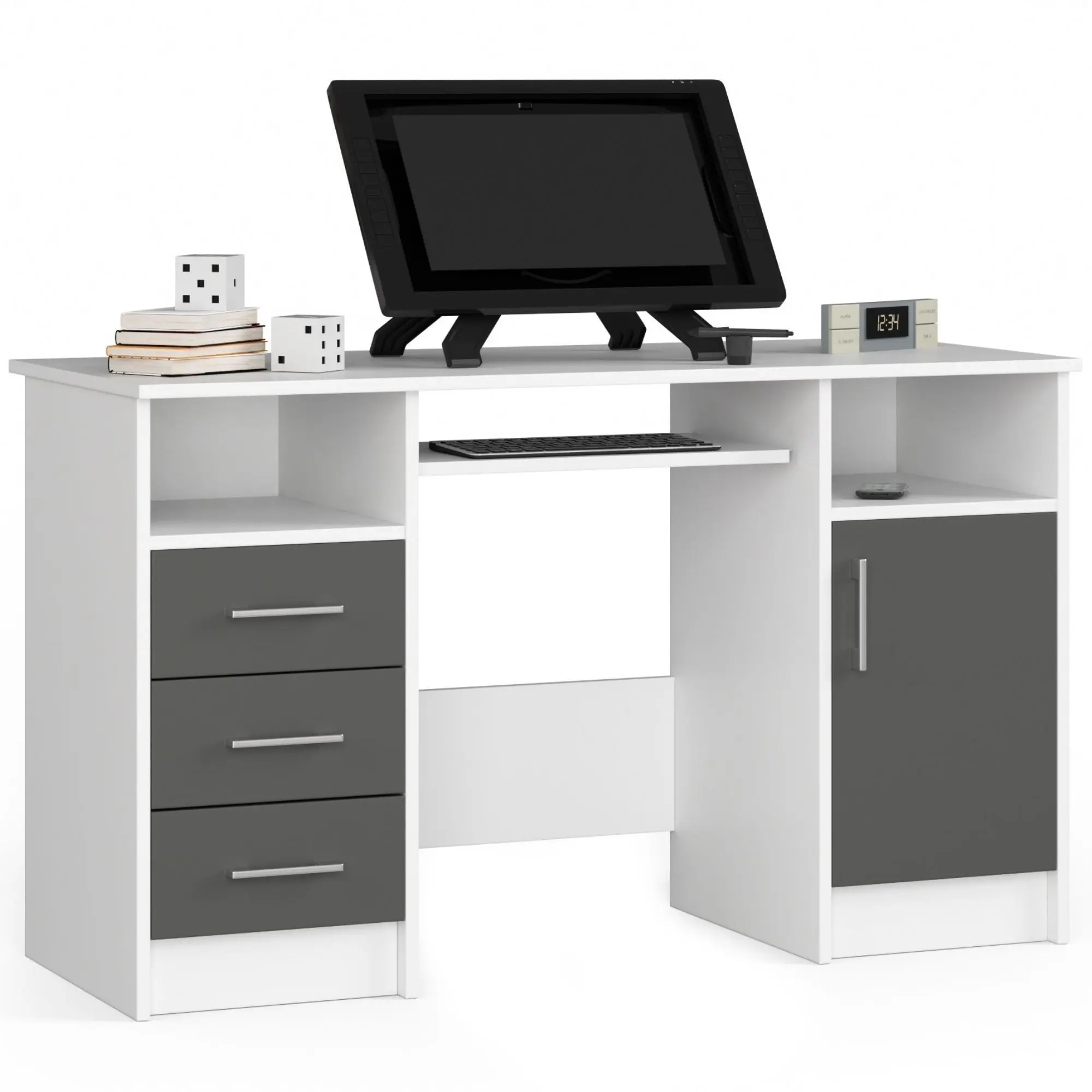 Ak furniture Volně stojící psací stůl Ana 124 cm bílý/grafitově šedý