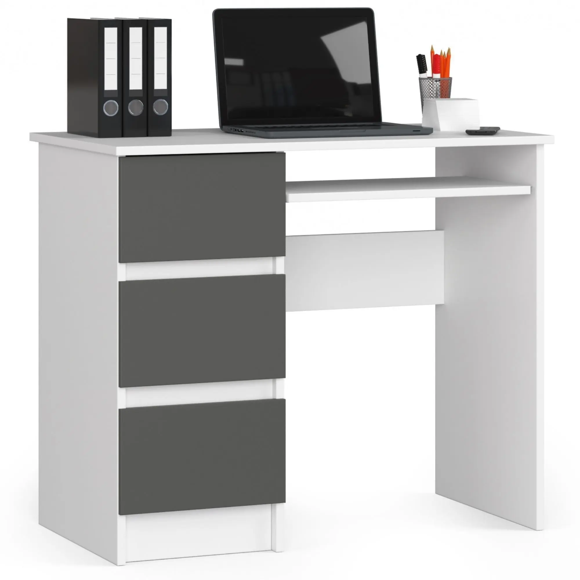 Ak furniture Psací stůl A-6 90 cm bílý/grafitově šedý levý