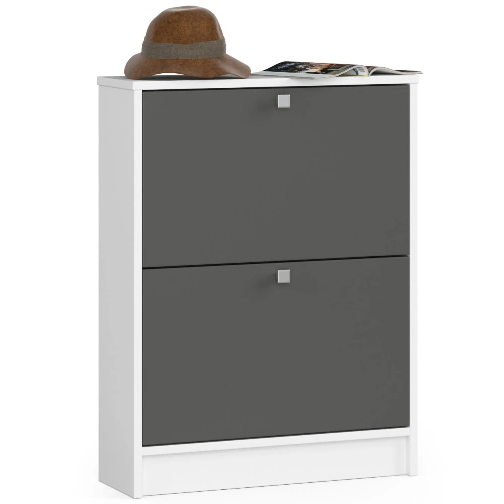 Ak furniture Botník Marienne 60 cm bílý/grafitový