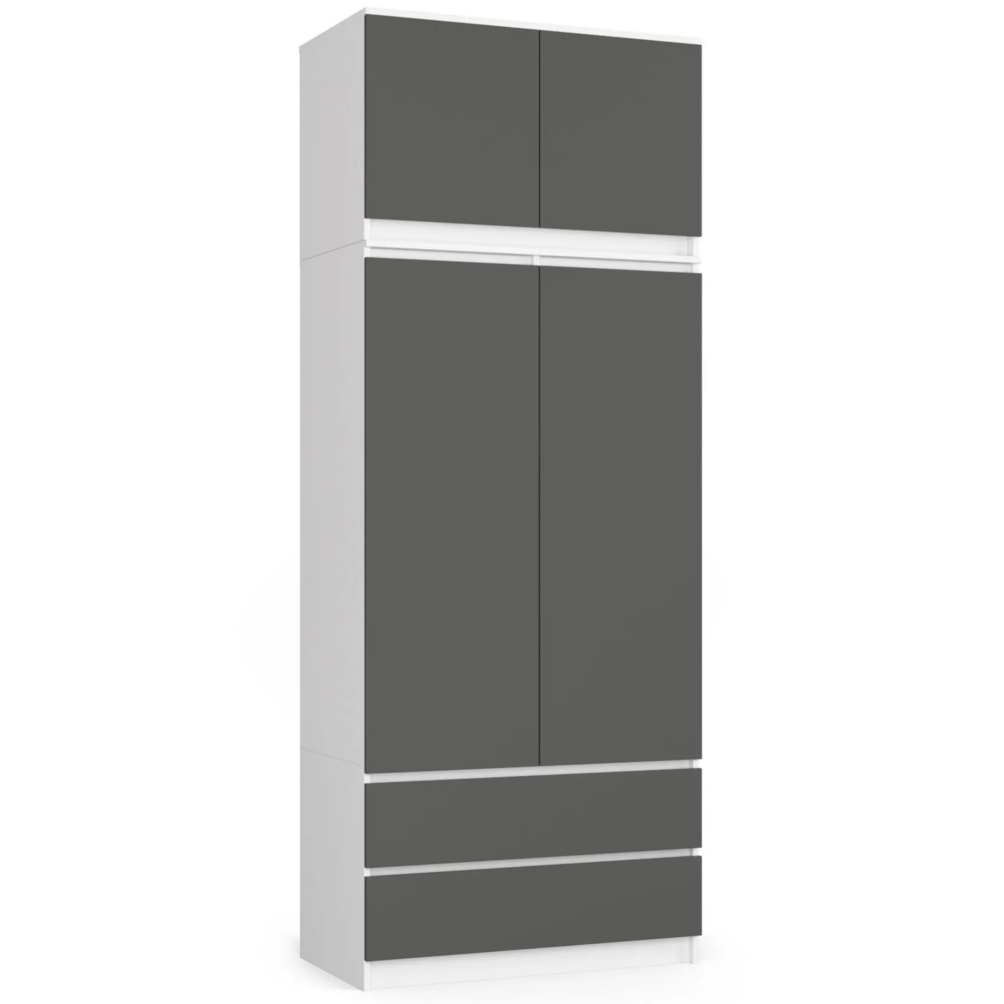 Ak furniture Šatní skříň s nástavcem Star 90 cm bílá/grafitově šedá