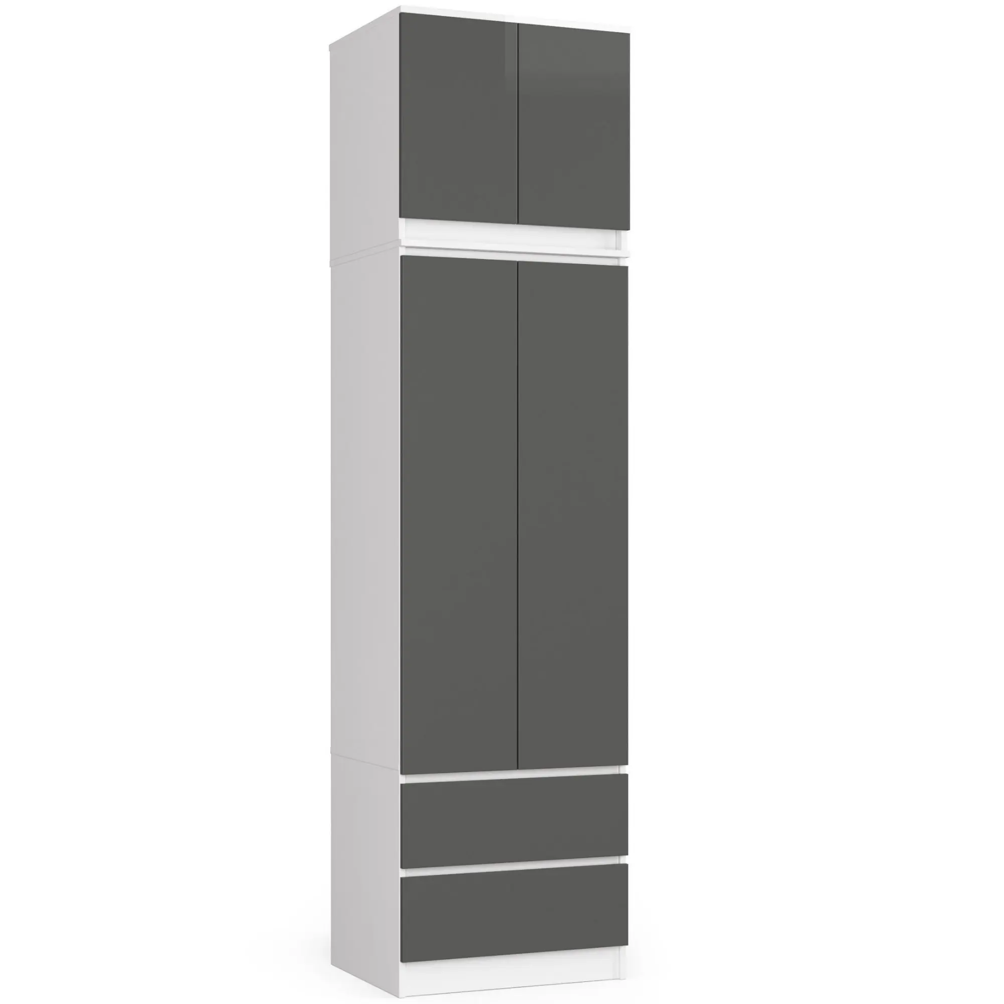 Ak furniture Šatní skříň s nástavcem STAR 60 cm bílo-grafitová