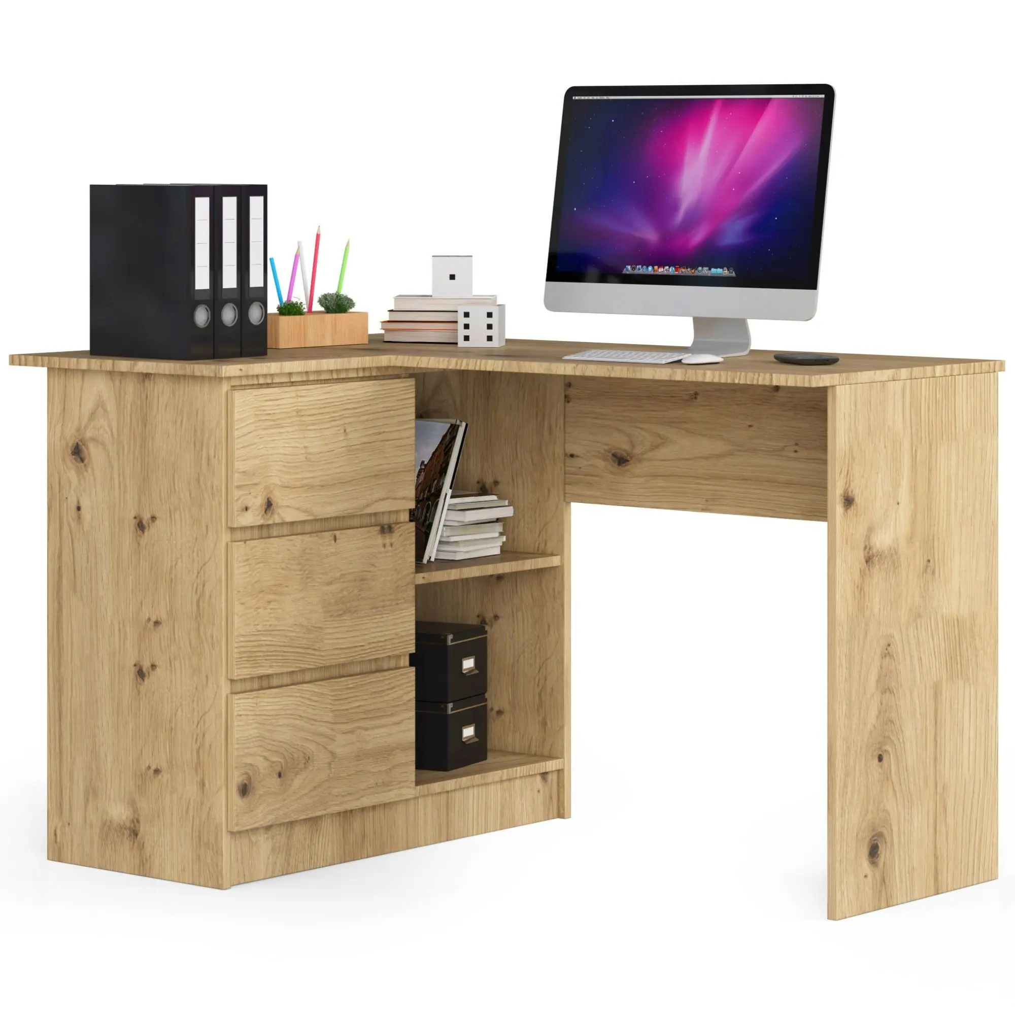 Ak furniture Rohový psací stůl B16 124 cm dub artisan levý