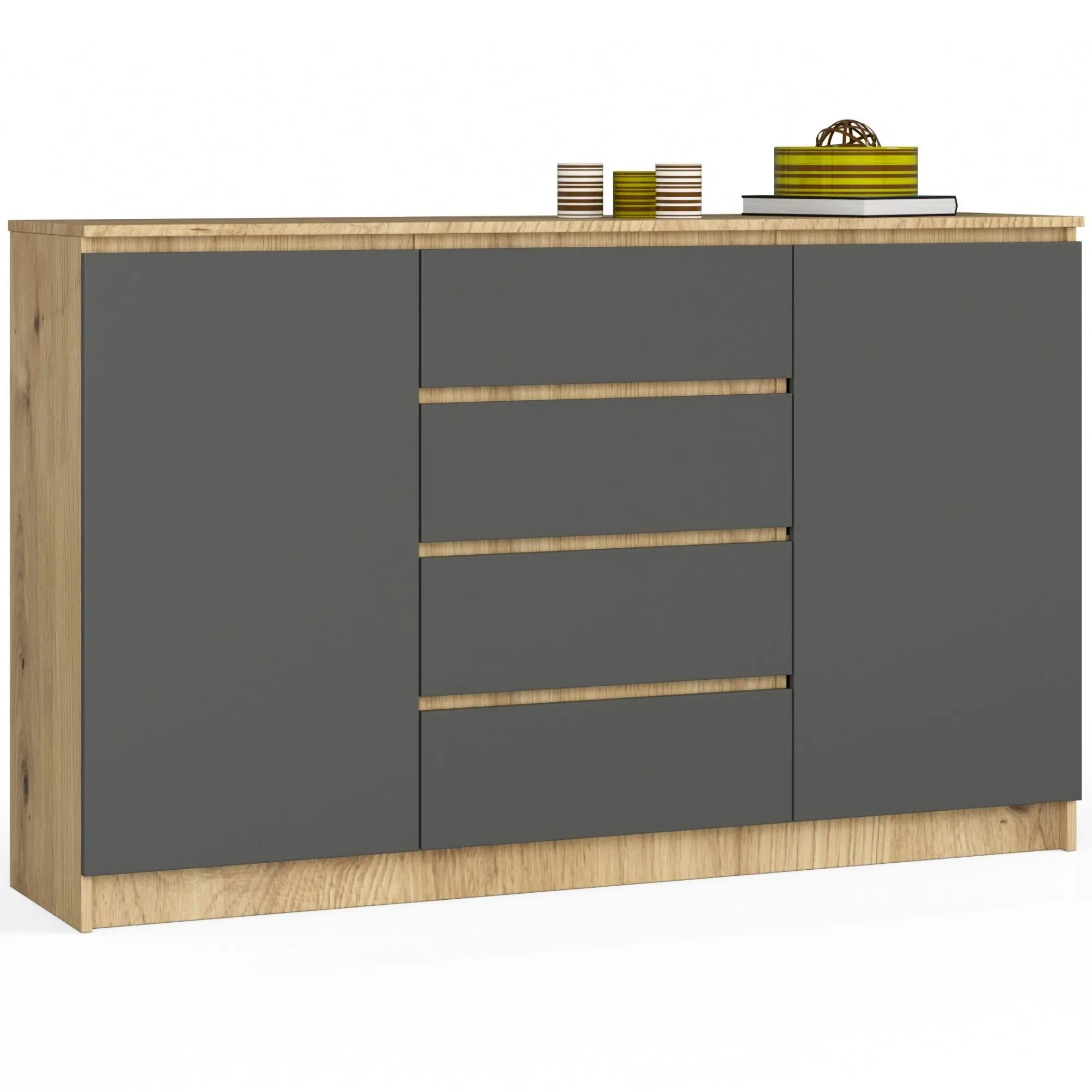 Ak furniture Komoda Tove K 160 cm dub artisan/šedý grafit