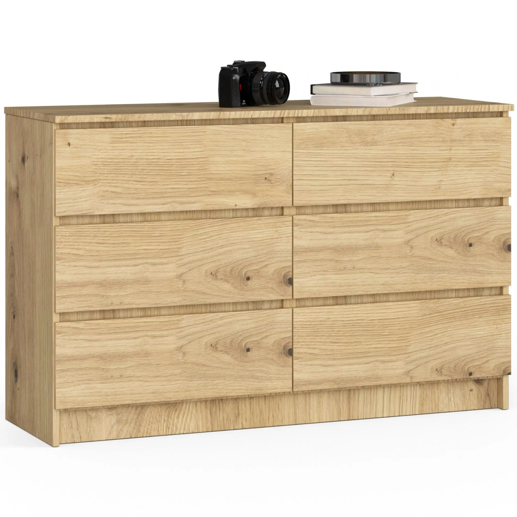 Ak furniture Komoda Kuba 120 cm 6 šuplíků dub artisan