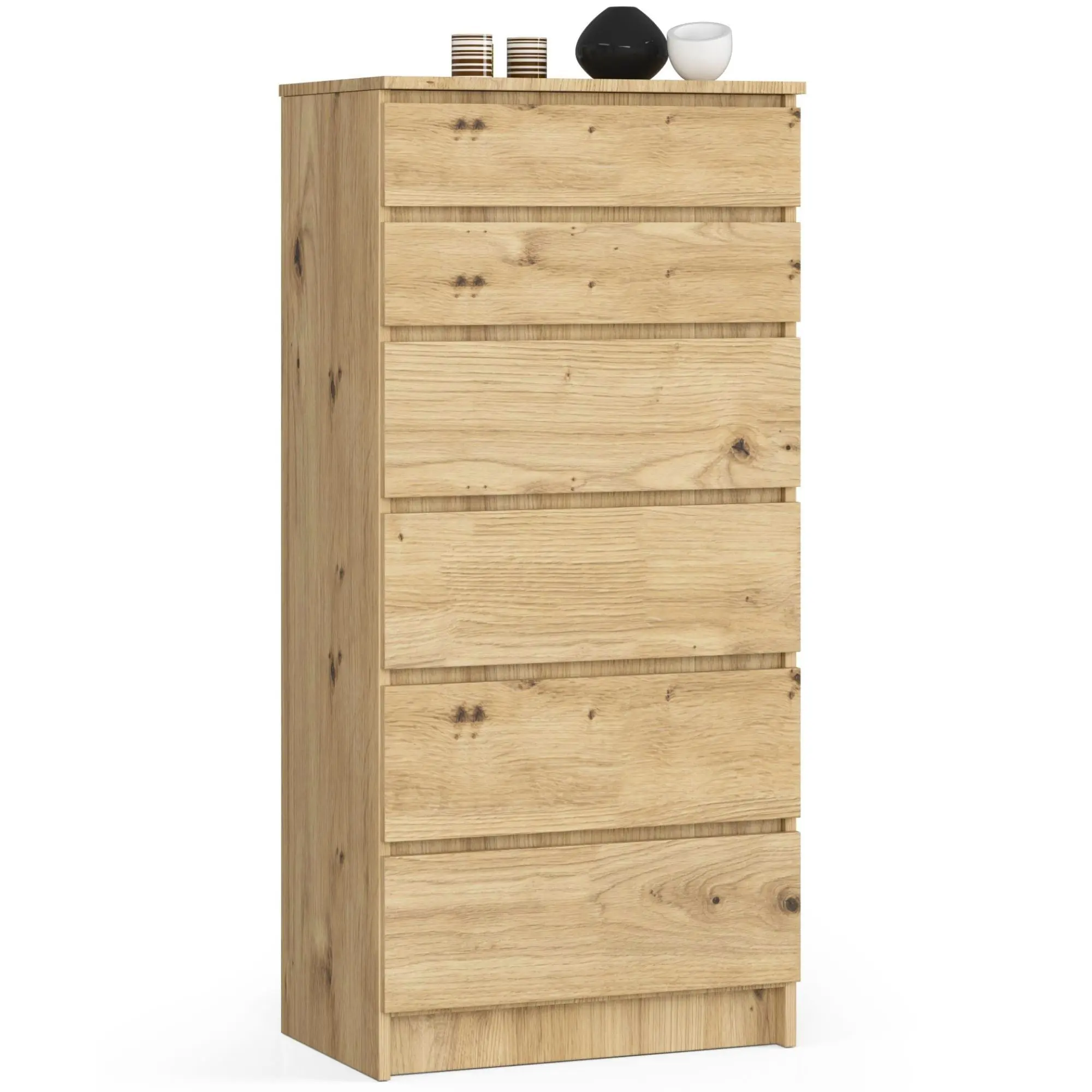 Ak furniture Komoda Kuba 60 cm - 6 šuplíků dub artisan