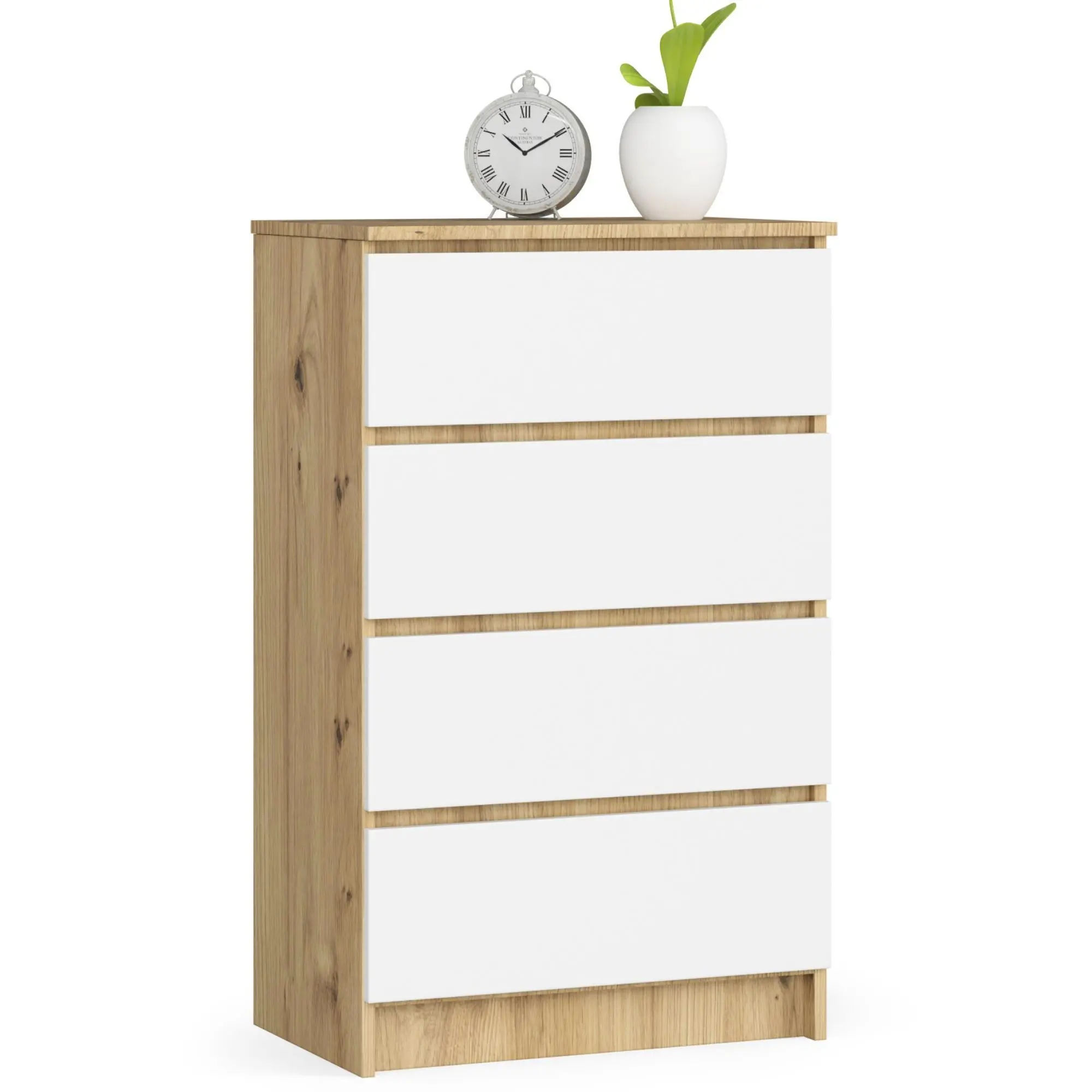 Ak furniture Komoda Kuba 60 cm - 4 šuplíky dub artisan/bílá