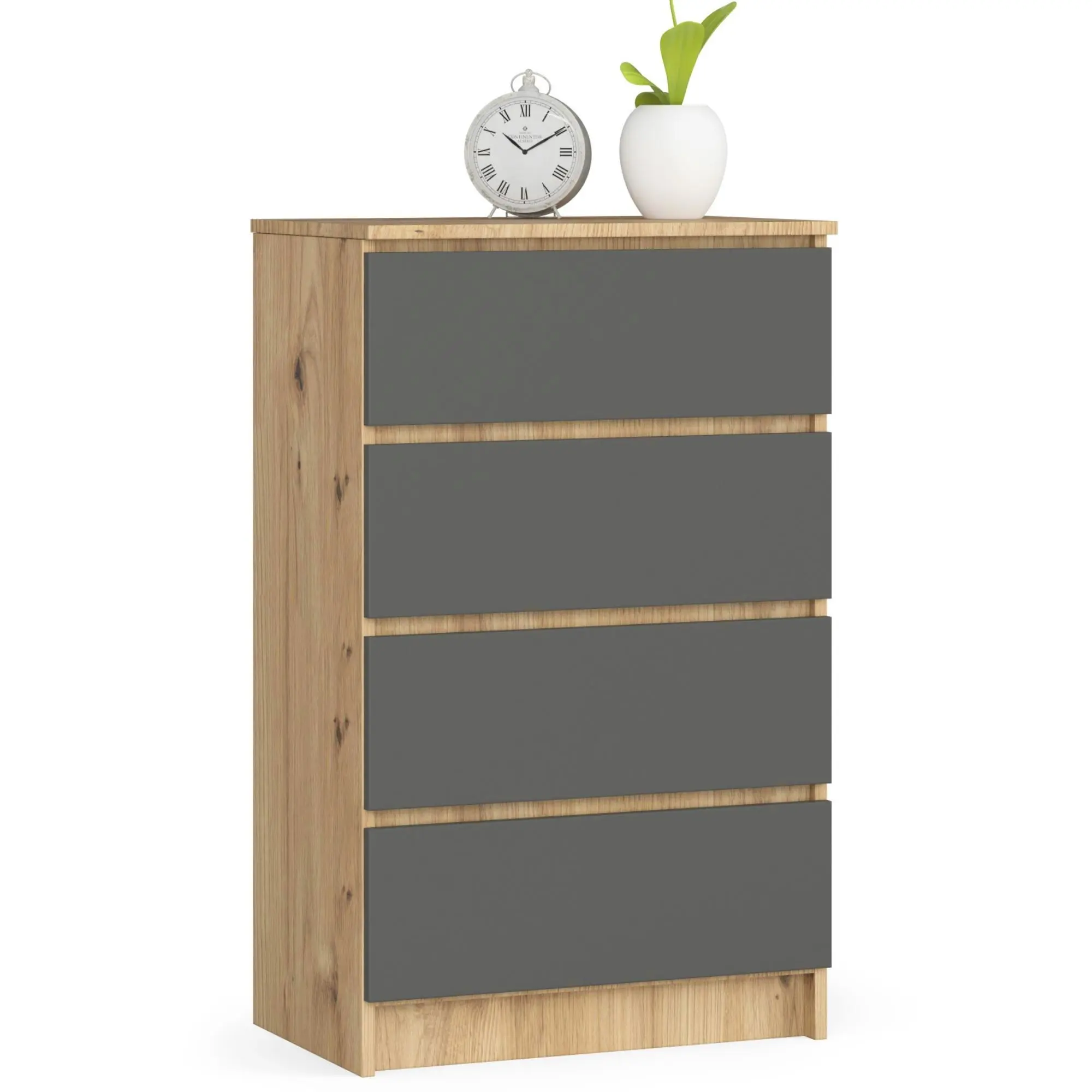 Ak furniture Komoda Kuba 60 cm - 4 šuplíky dub artisan/grafitová
