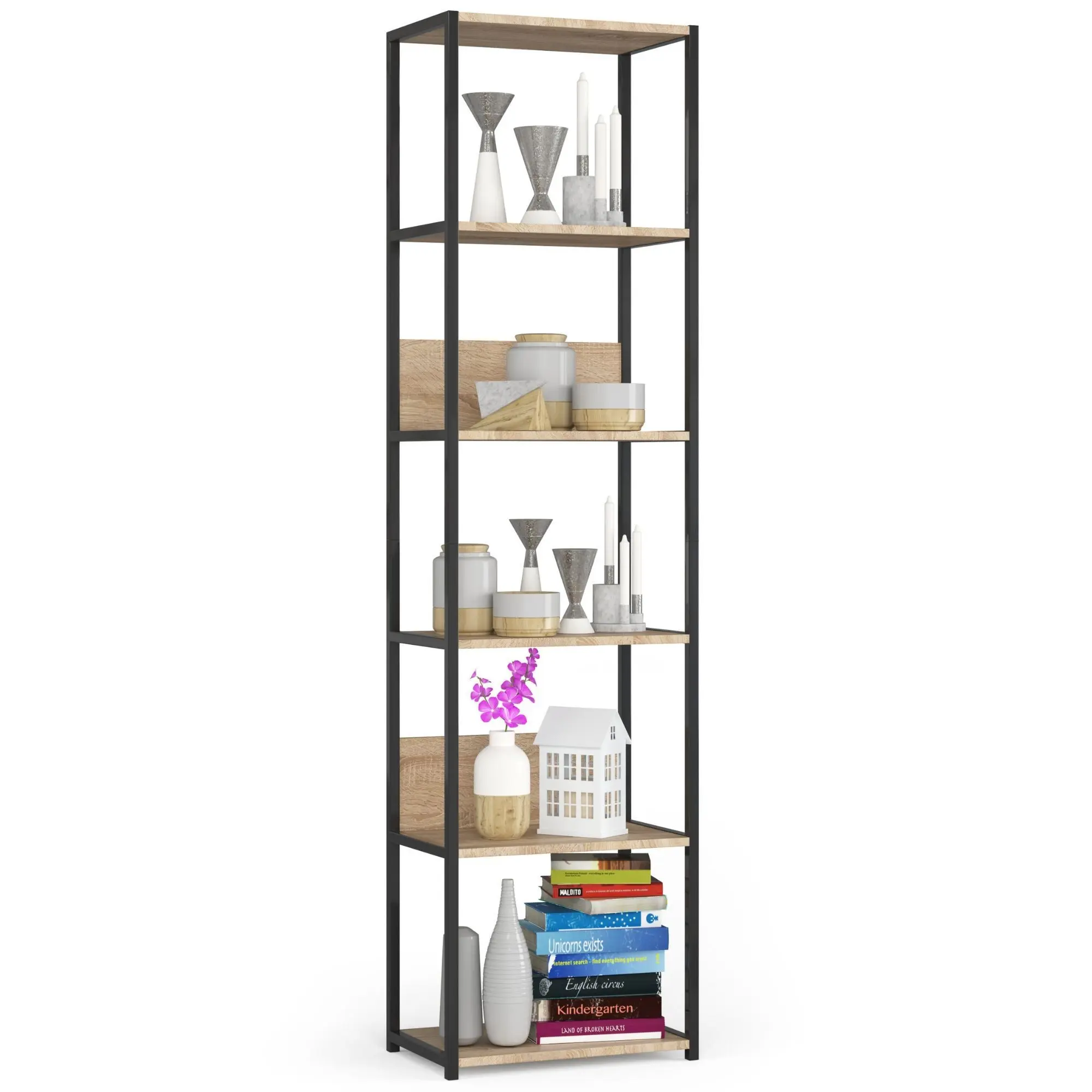 Ak furniture Regál Barna 50 cm dub sonoma/černý