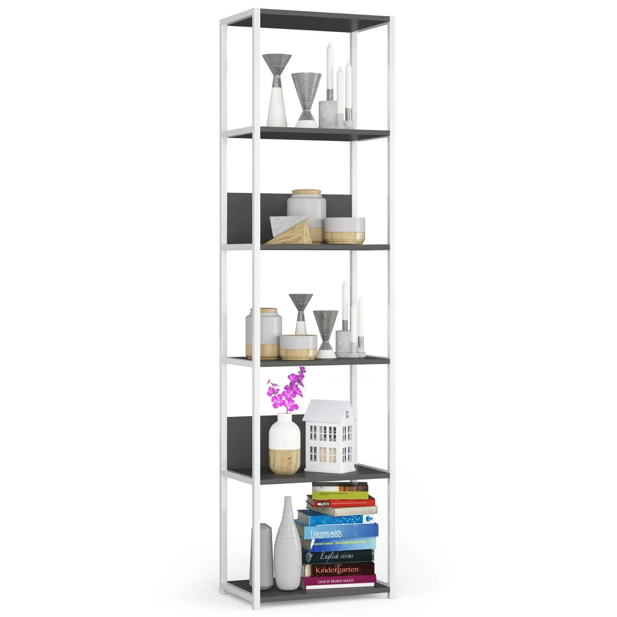 Ak furniture Regál LOFT 50 cm bílý/šedý