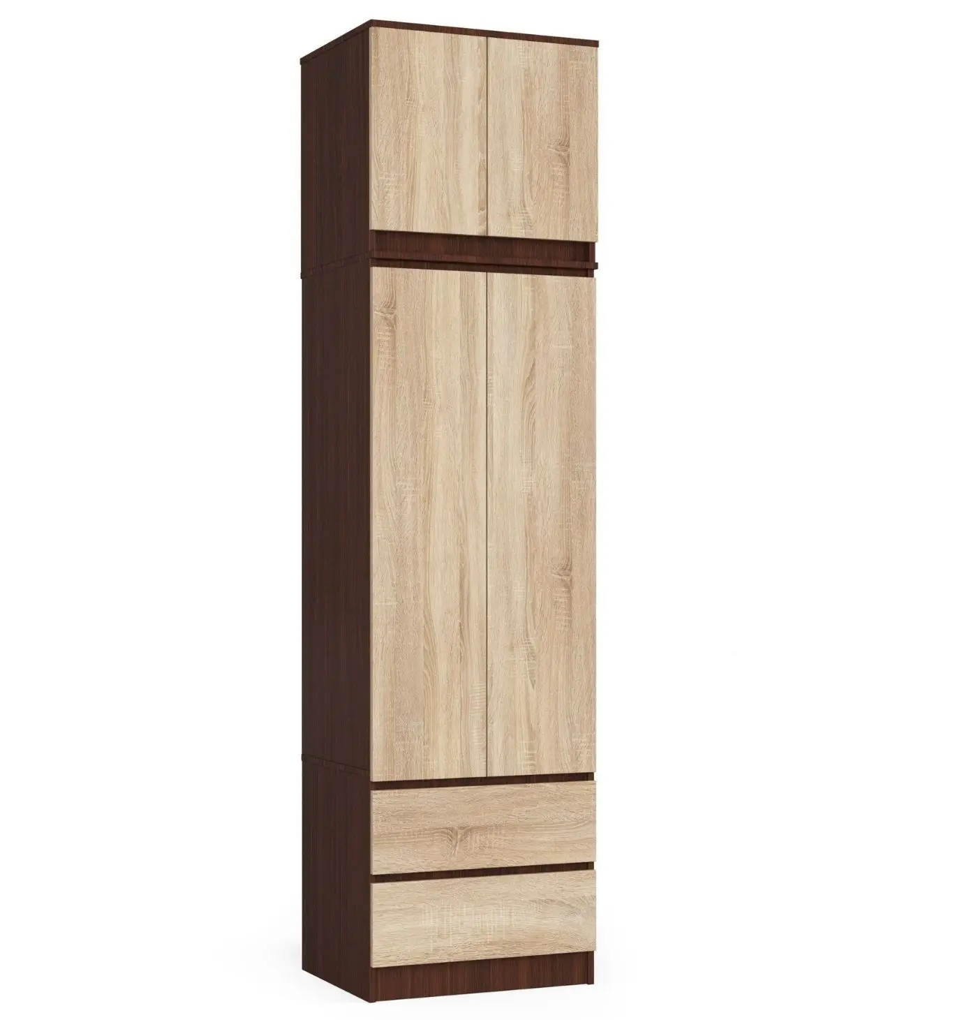Ak furniture Šatní skříň s nástavcem Star 60 cm wenge/dub sonoma