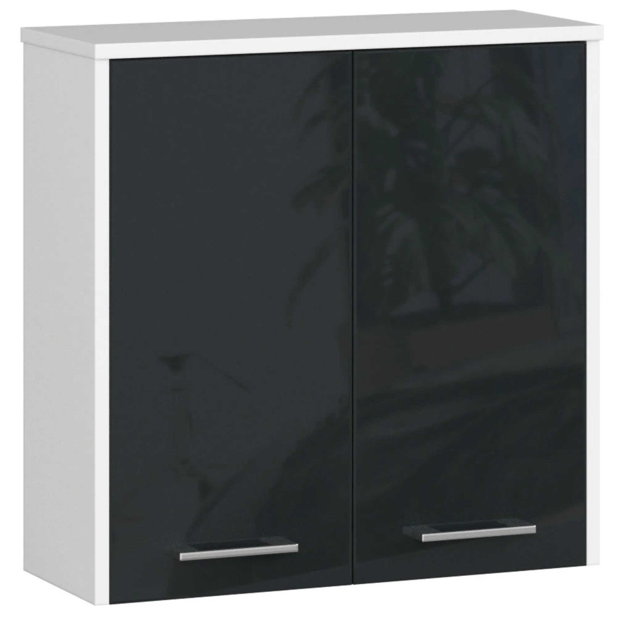 Ak furniture Závěsná koupelnová skříňka Fin 60 cm bílá/grafitová lesk