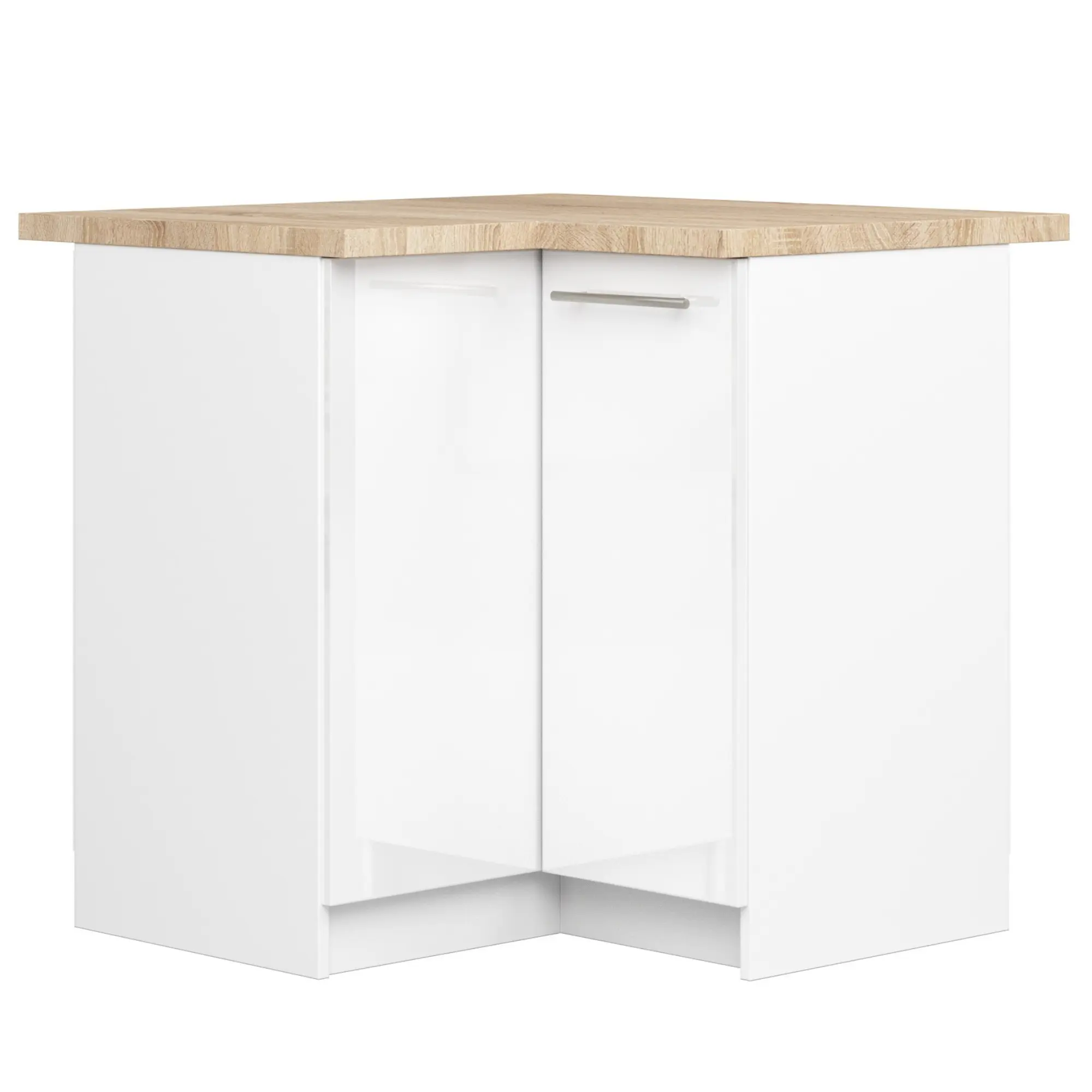 Ak furniture Kuchyňská rohová skříňka Olivie S 90 cm bílá/bílý lesk/dub sonoma