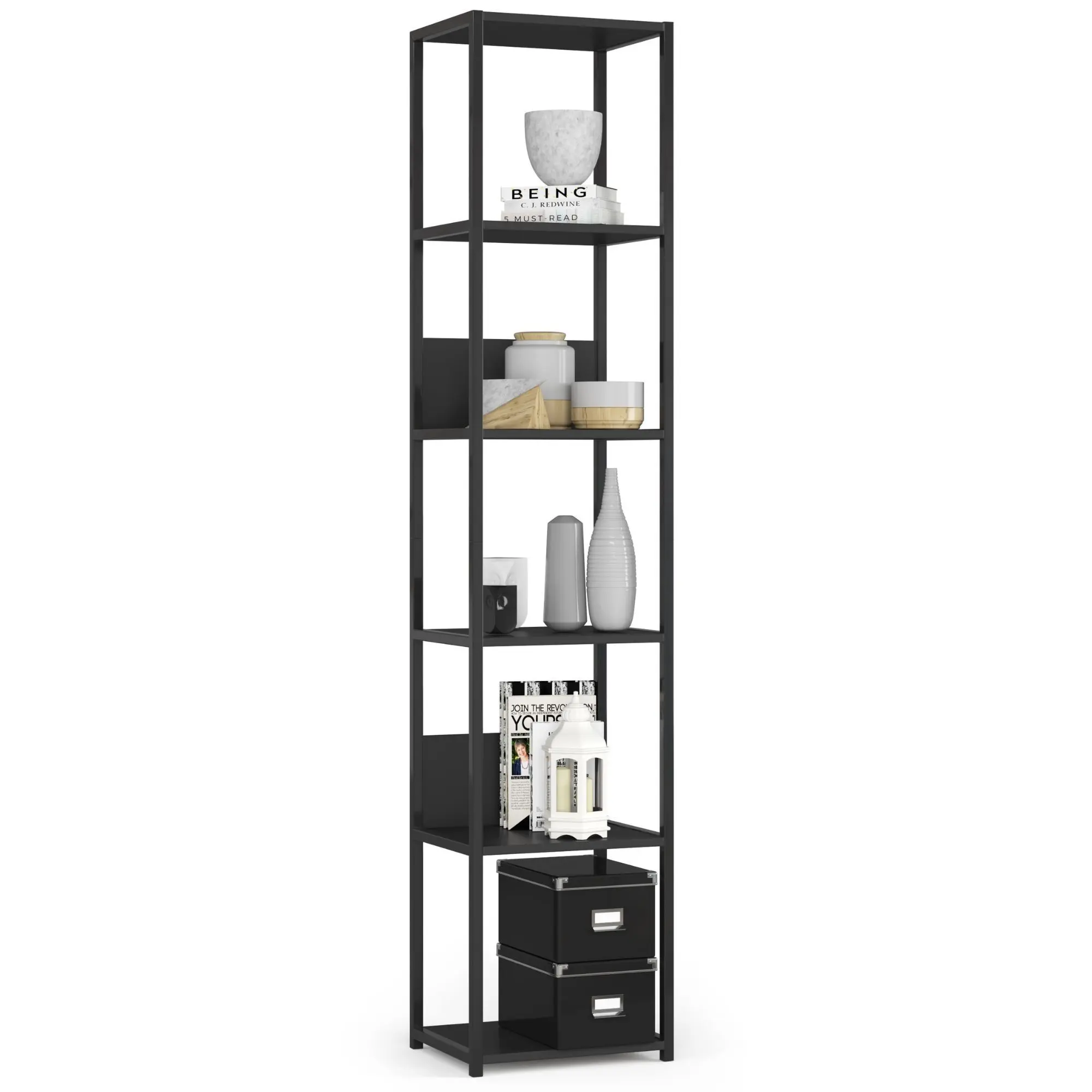 Ak furniture Regál PRAMONI 40x192 cm černý