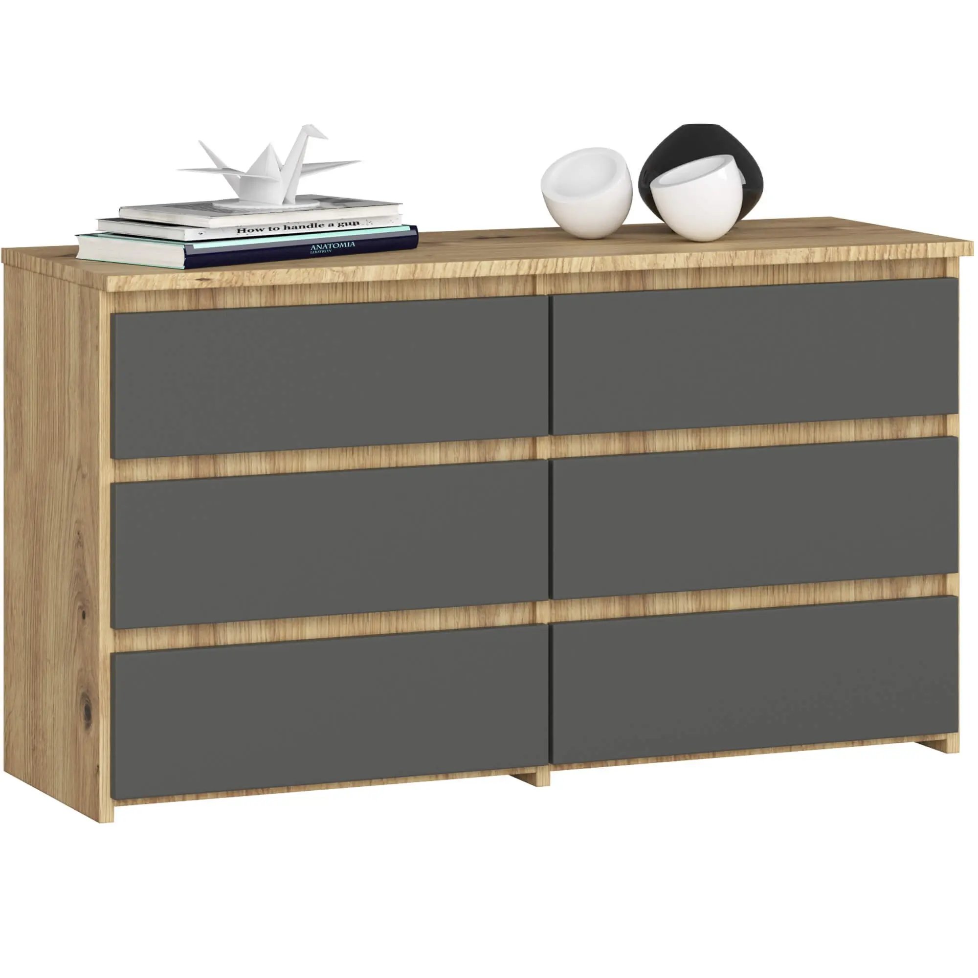 Ak furniture Komoda CL6 100 cm dub artisan/grafitově šedá