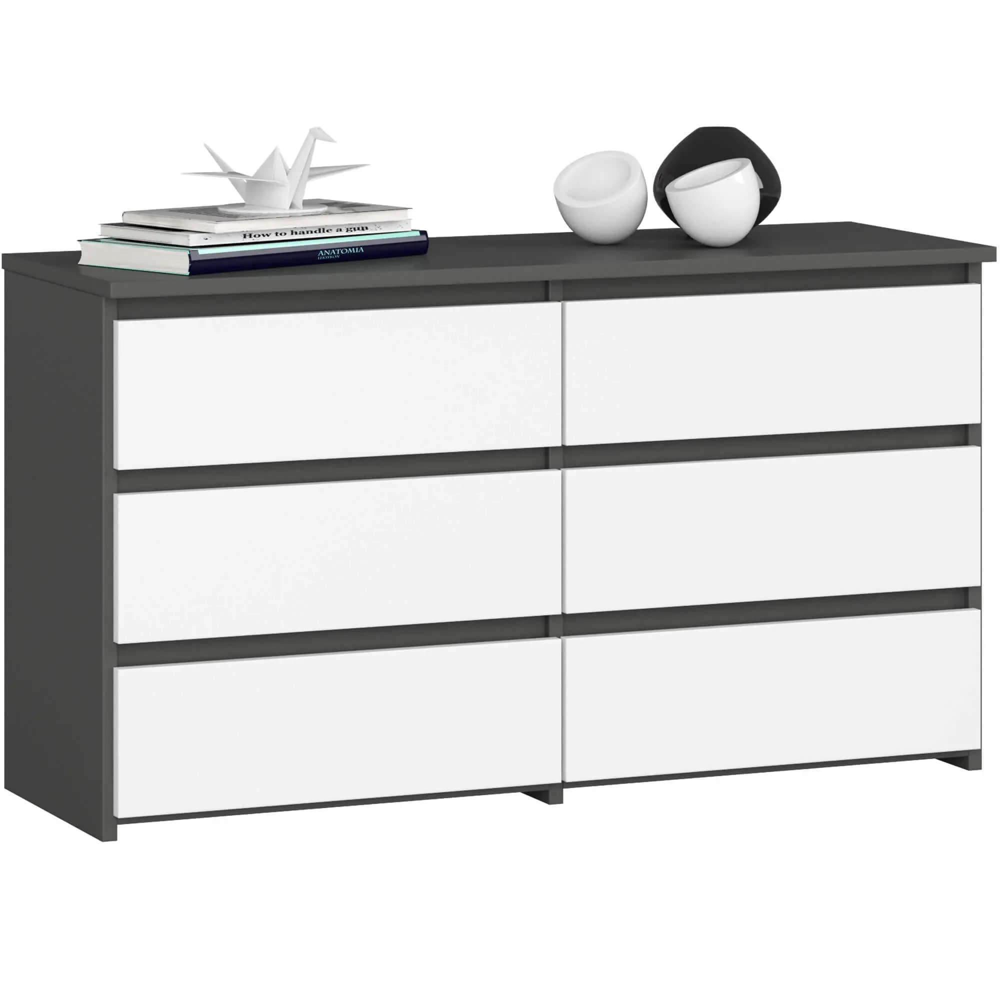 Ak furniture Komoda CL6 100 cm grafitově šedá/bílá
