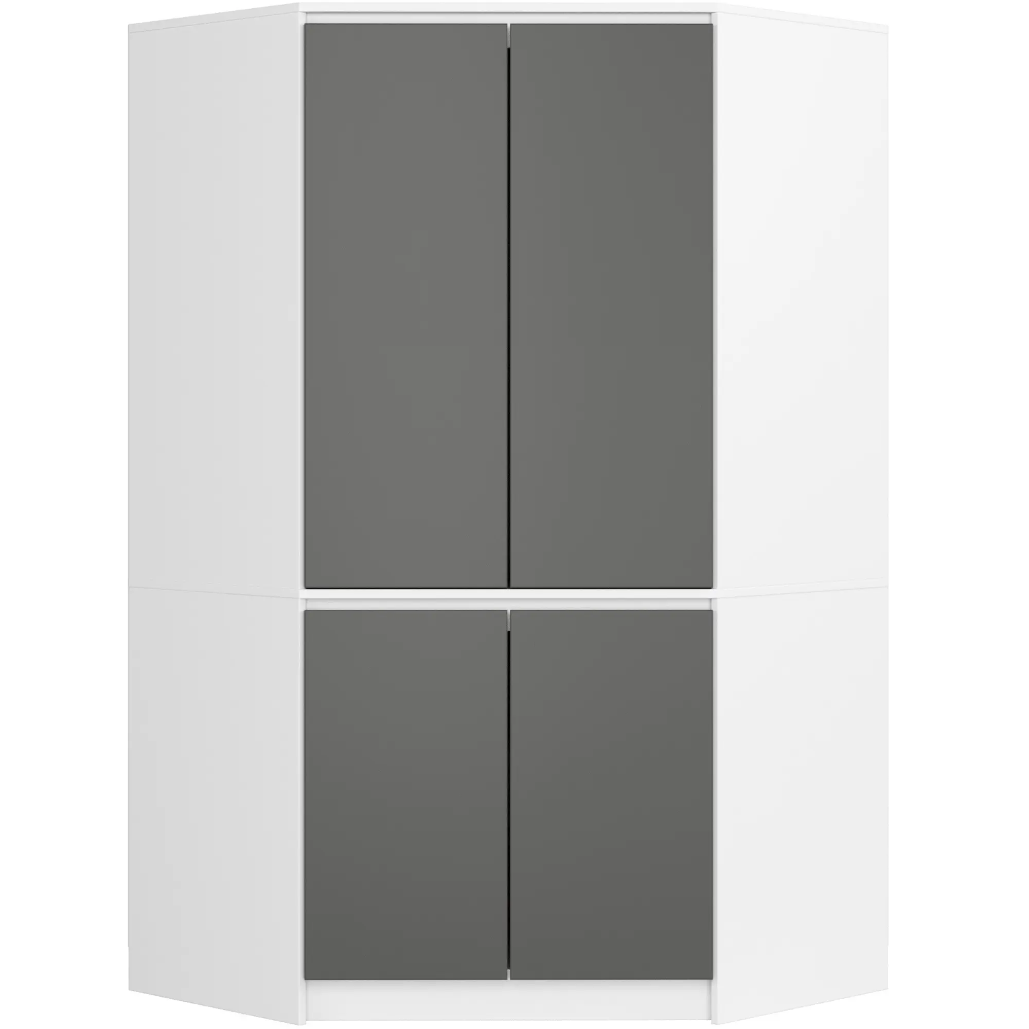 Ak furniture Rohová šatní skříň CLP 100 cm 4D bílá/šedá