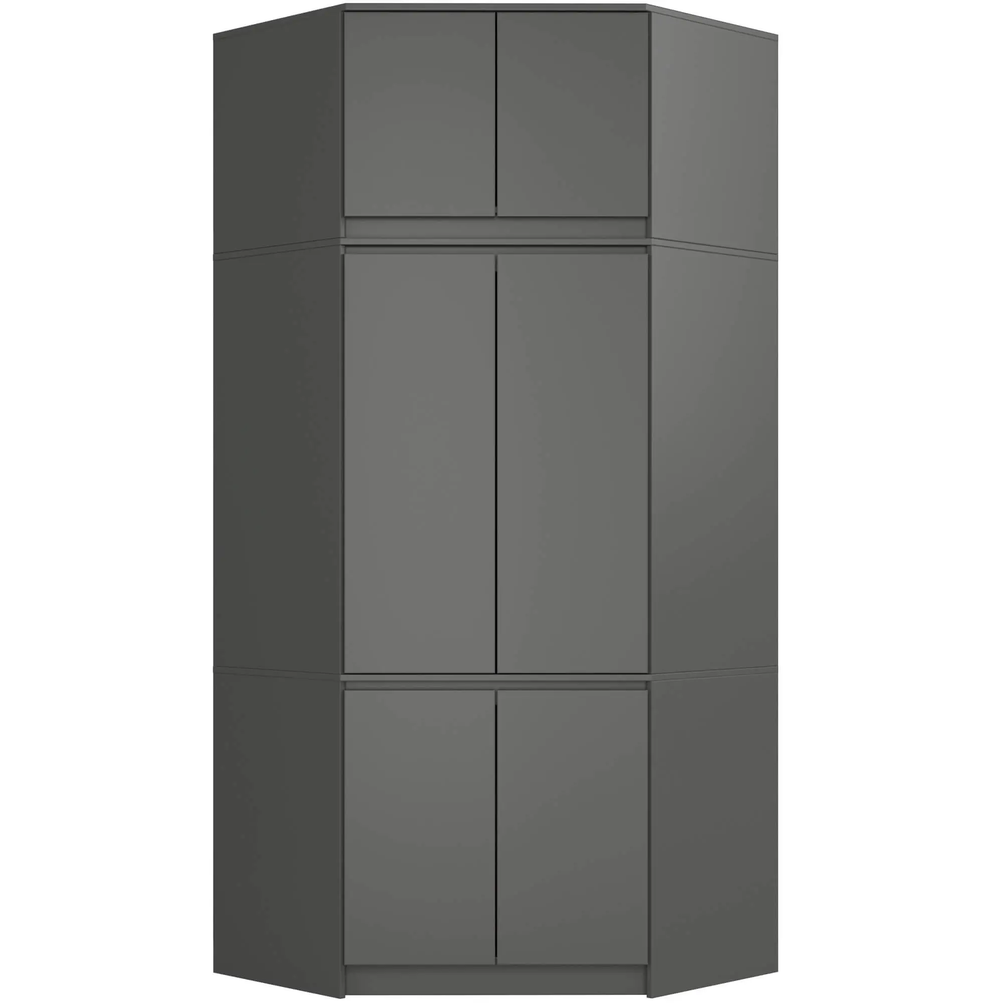 Ak furniture Rohová šatní skříň CLP 100 cm 6D grafitově šedá