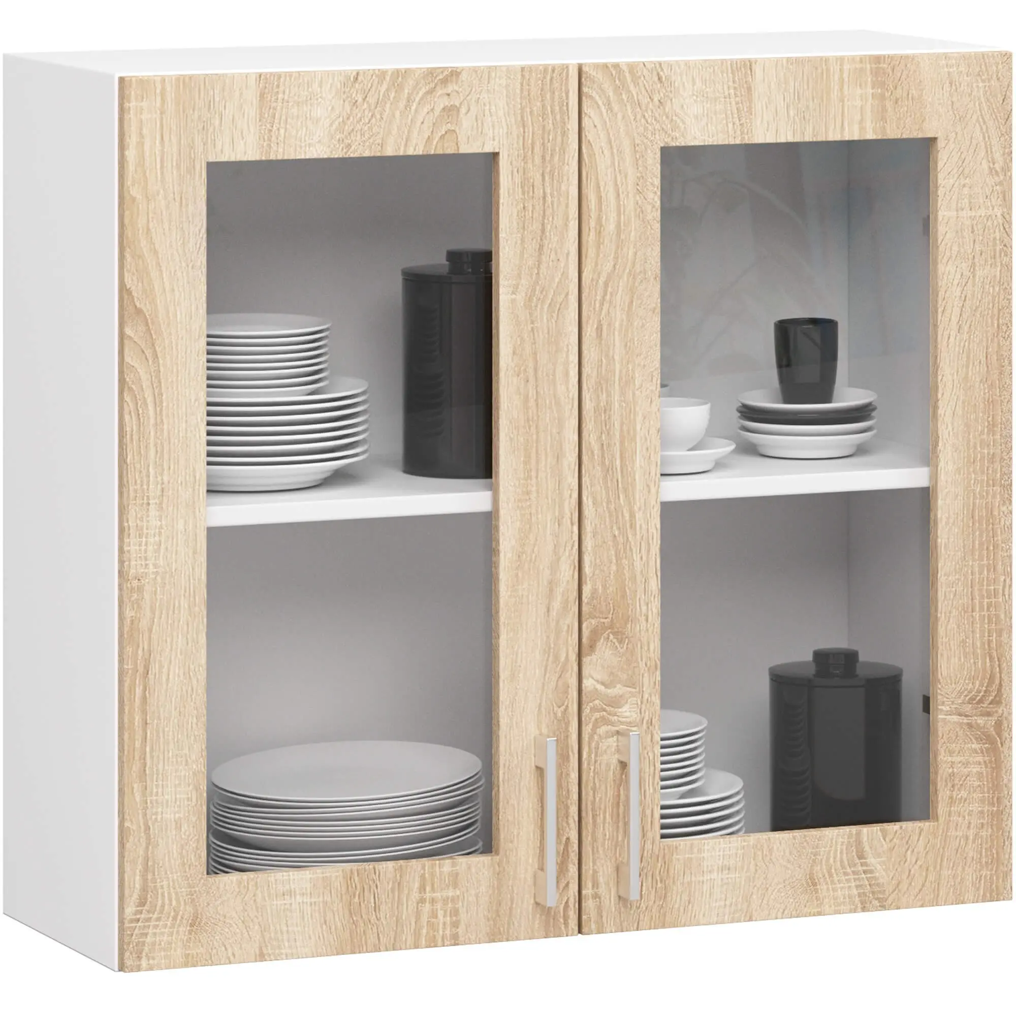 Ak furniture Kuchyňská závěsná skříňka ARTUS LIMA W80 H720 bílá/dub sonoma