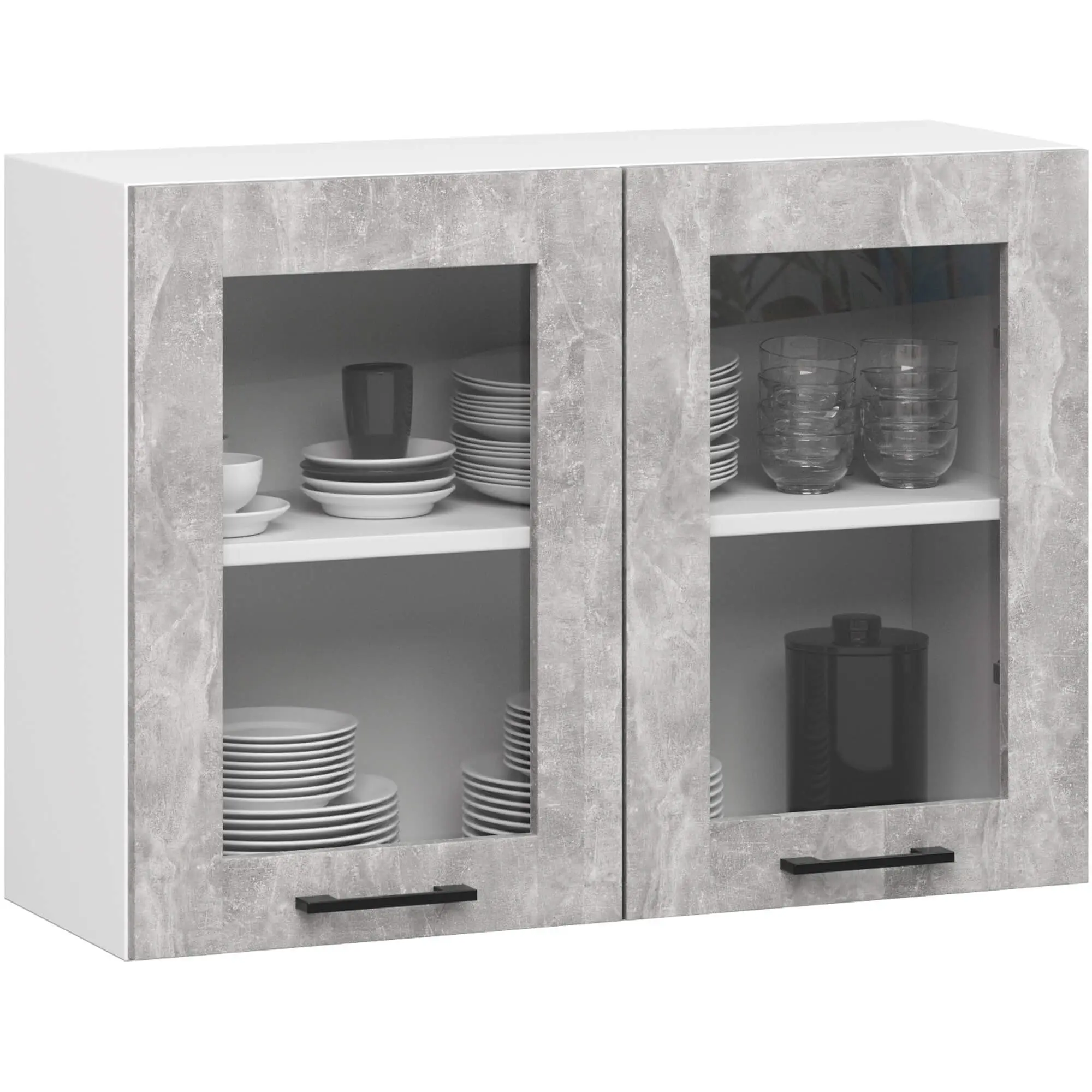 Ak furniture Závěsná kuchyňská skříňka OLIVIE W 80x58 cm matná bílá/beton