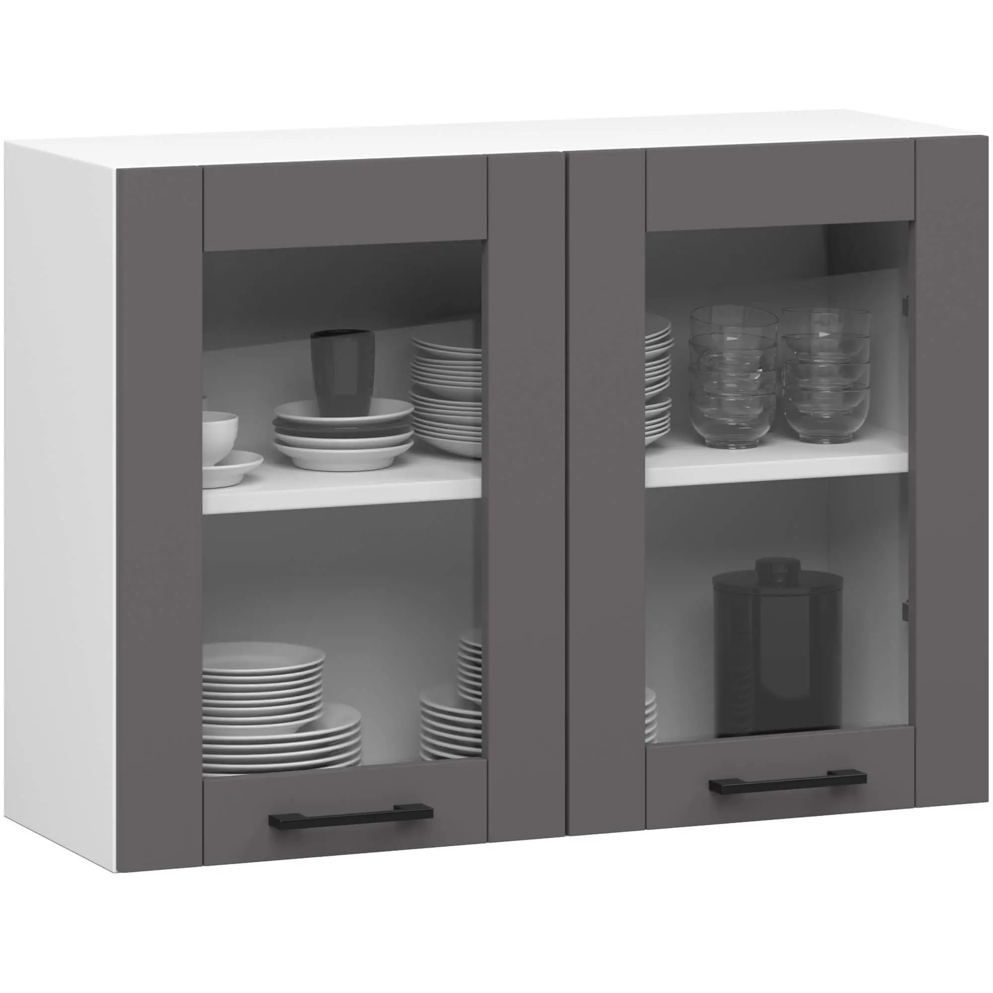 Ak furniture Závěsná kuchyňská skříňka OLIVIE W 80x58 cm bílá mat/grafitově šedá