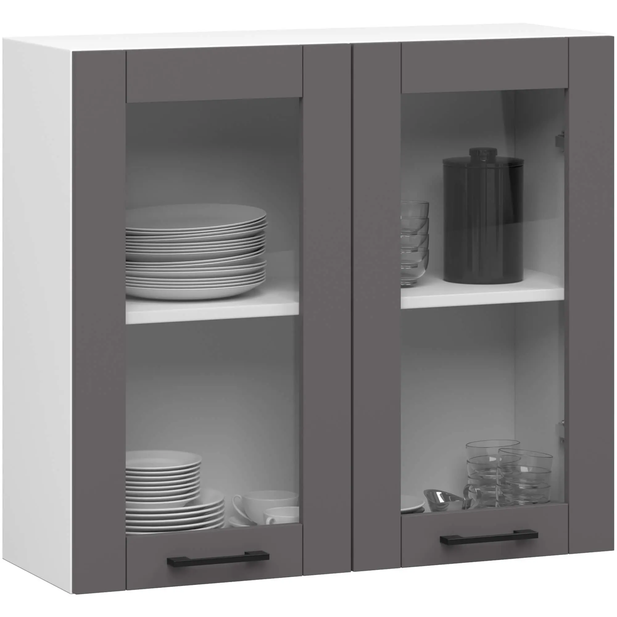 Ak furniture Závěsná kuchyňská skříňka OLIVIE W 80x72 cm matná bílá/matná grafitově šedá